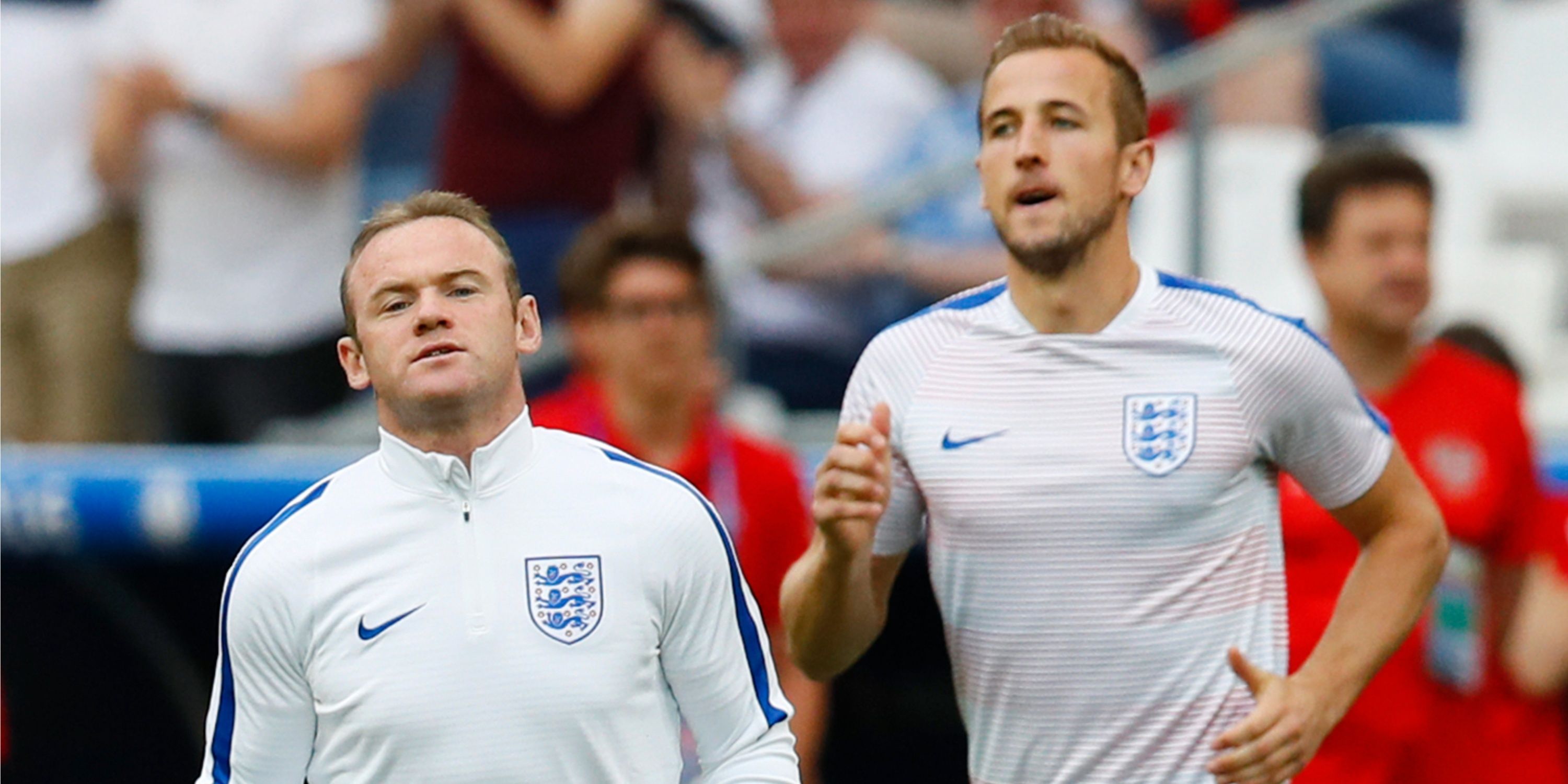 Wayne Rooney and Harry Kane in action for England
