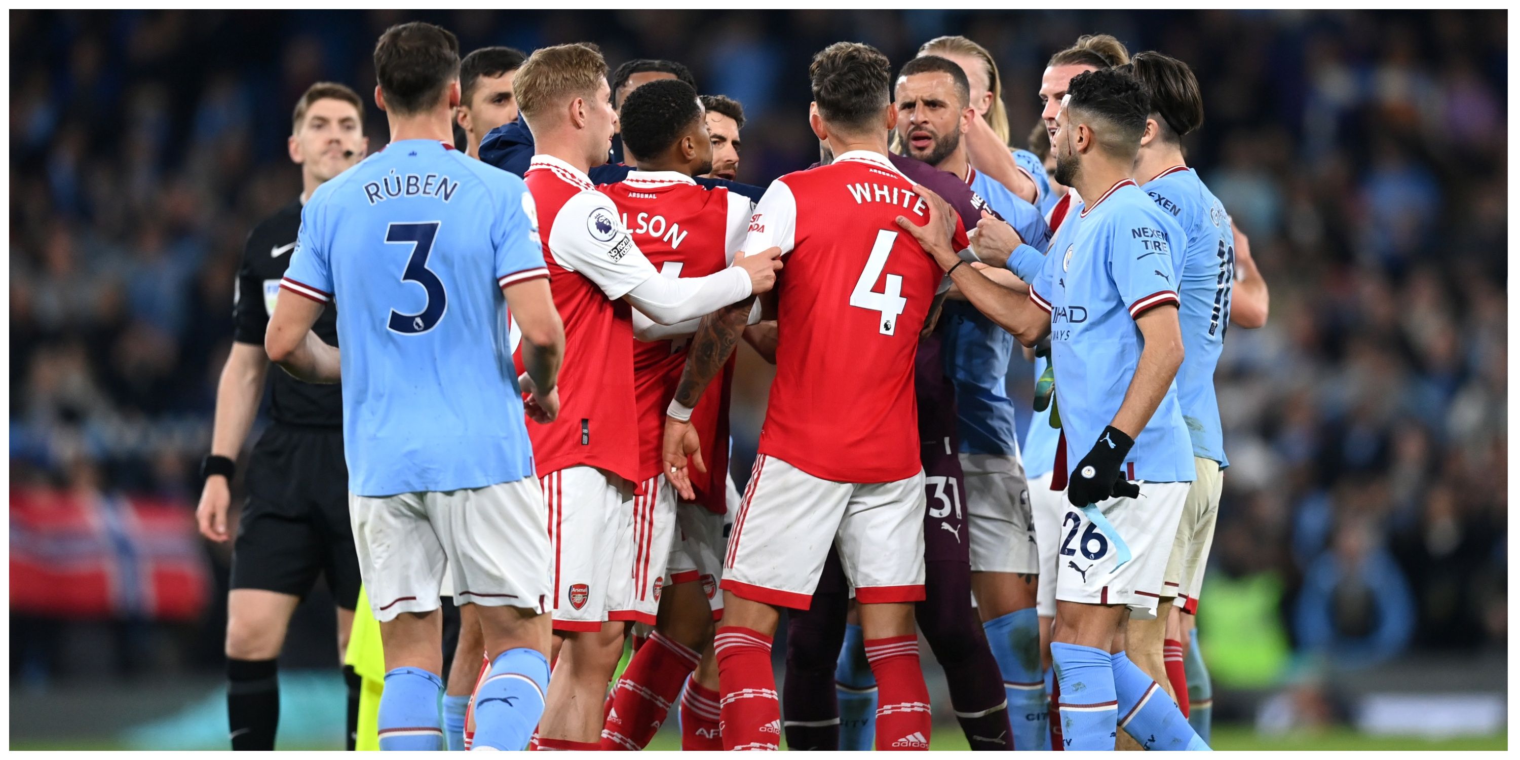 What did Arsenal's Ben White do to annoy Man City players at full time?