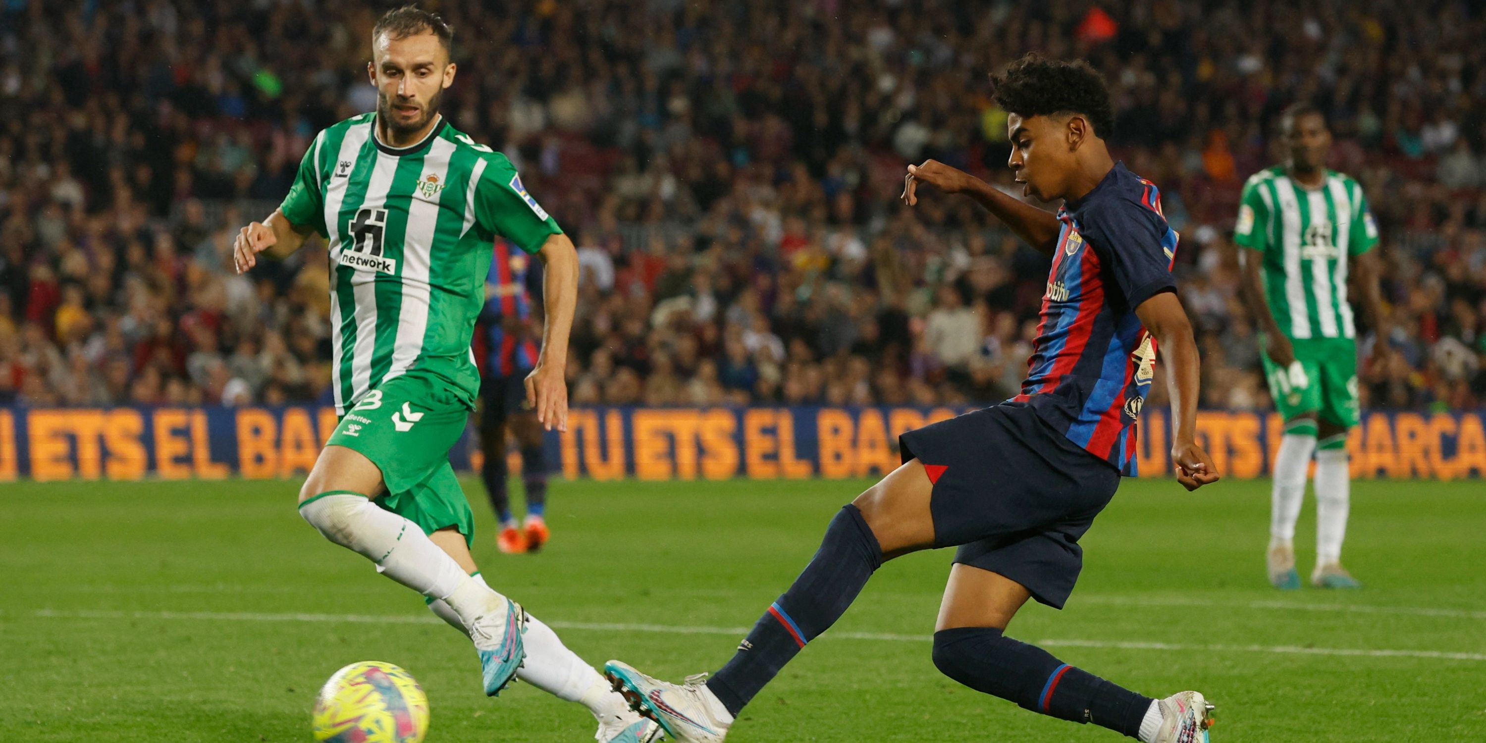 Lamine Yamal in action for Barcelona vs Real Betis