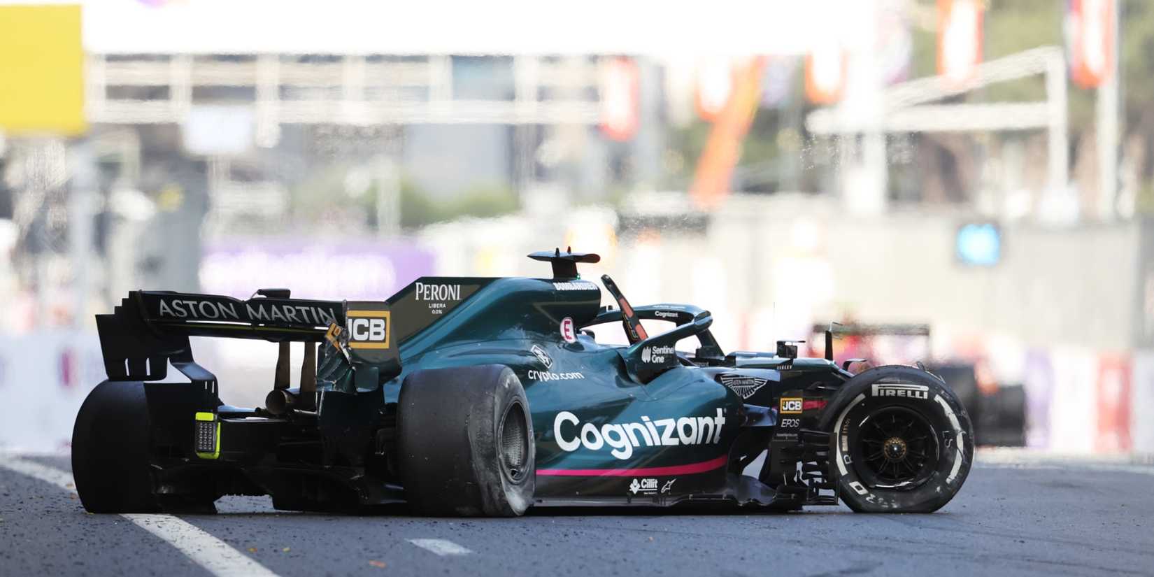 Lance Stroll's Aston Martin after accident at 2021 Azerbaijan GP