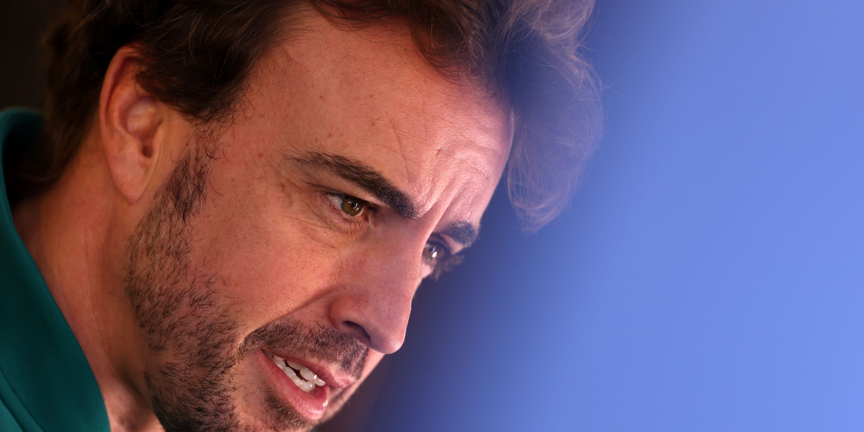 Fernando Alonso speaks to the press in Azerbaijan