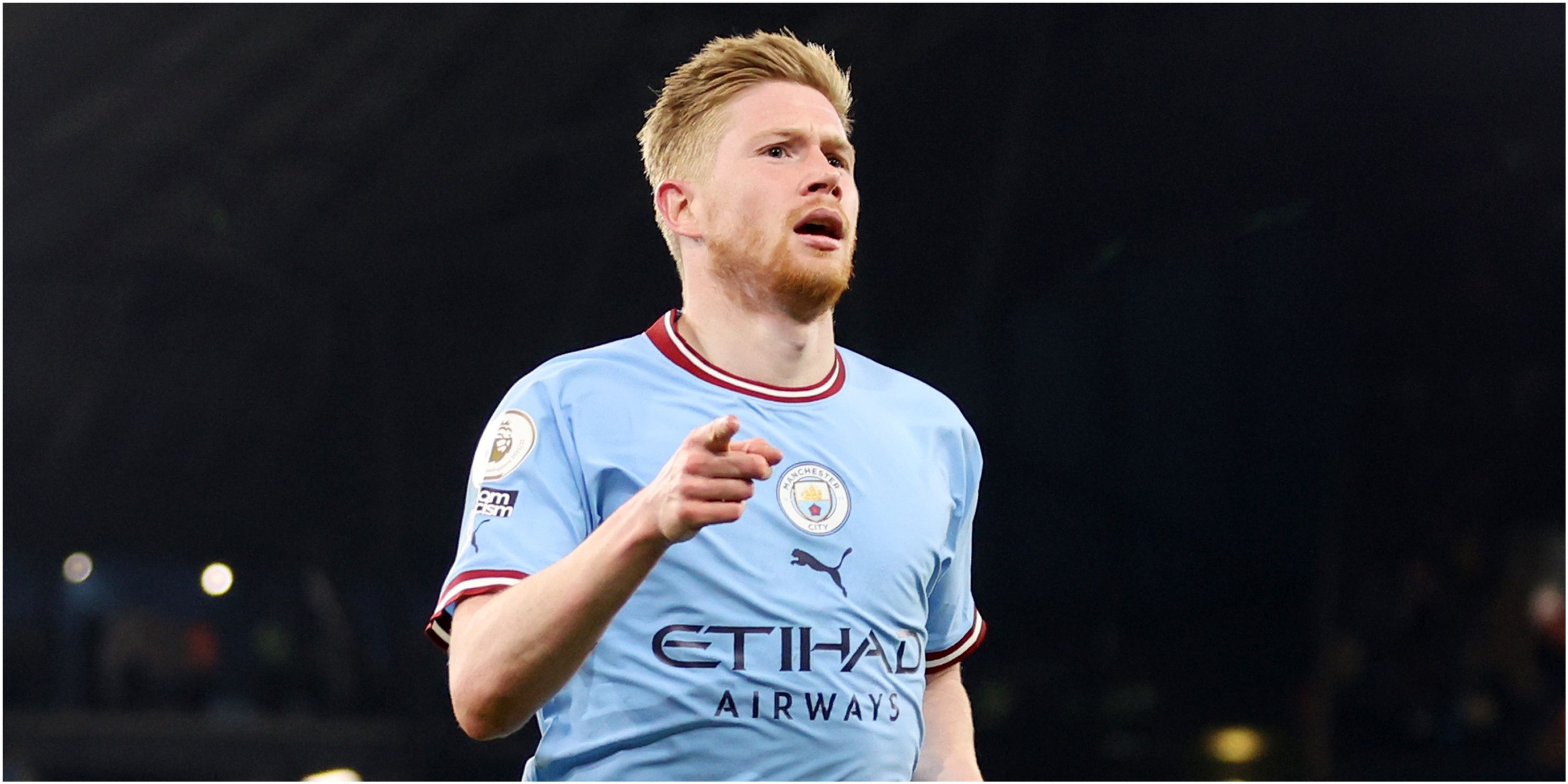 De Bruyne celebrates during Man City's 4-1 win over Arsenal