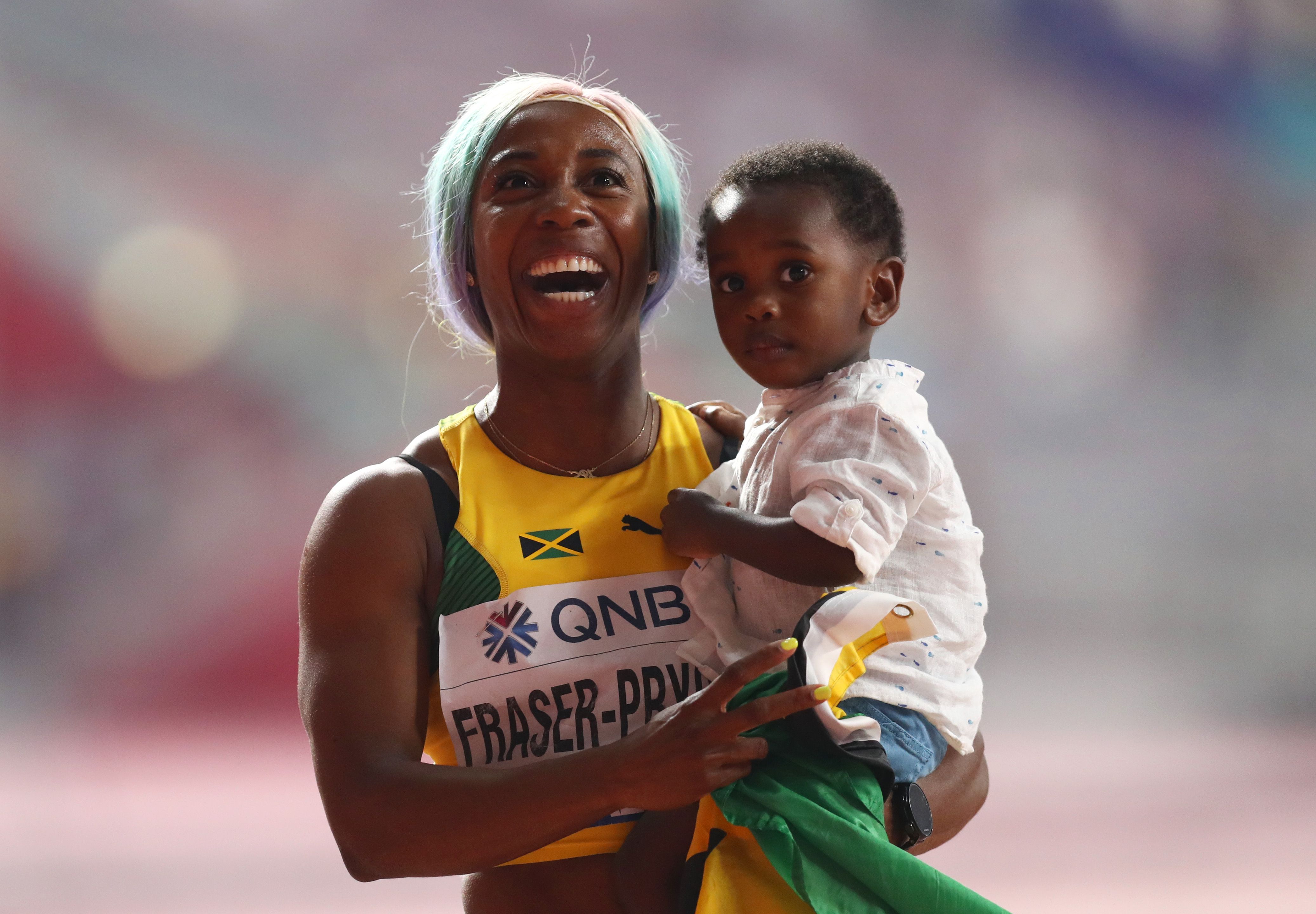 ShellyAnn FraserPryce went viral for competing in parents' race at