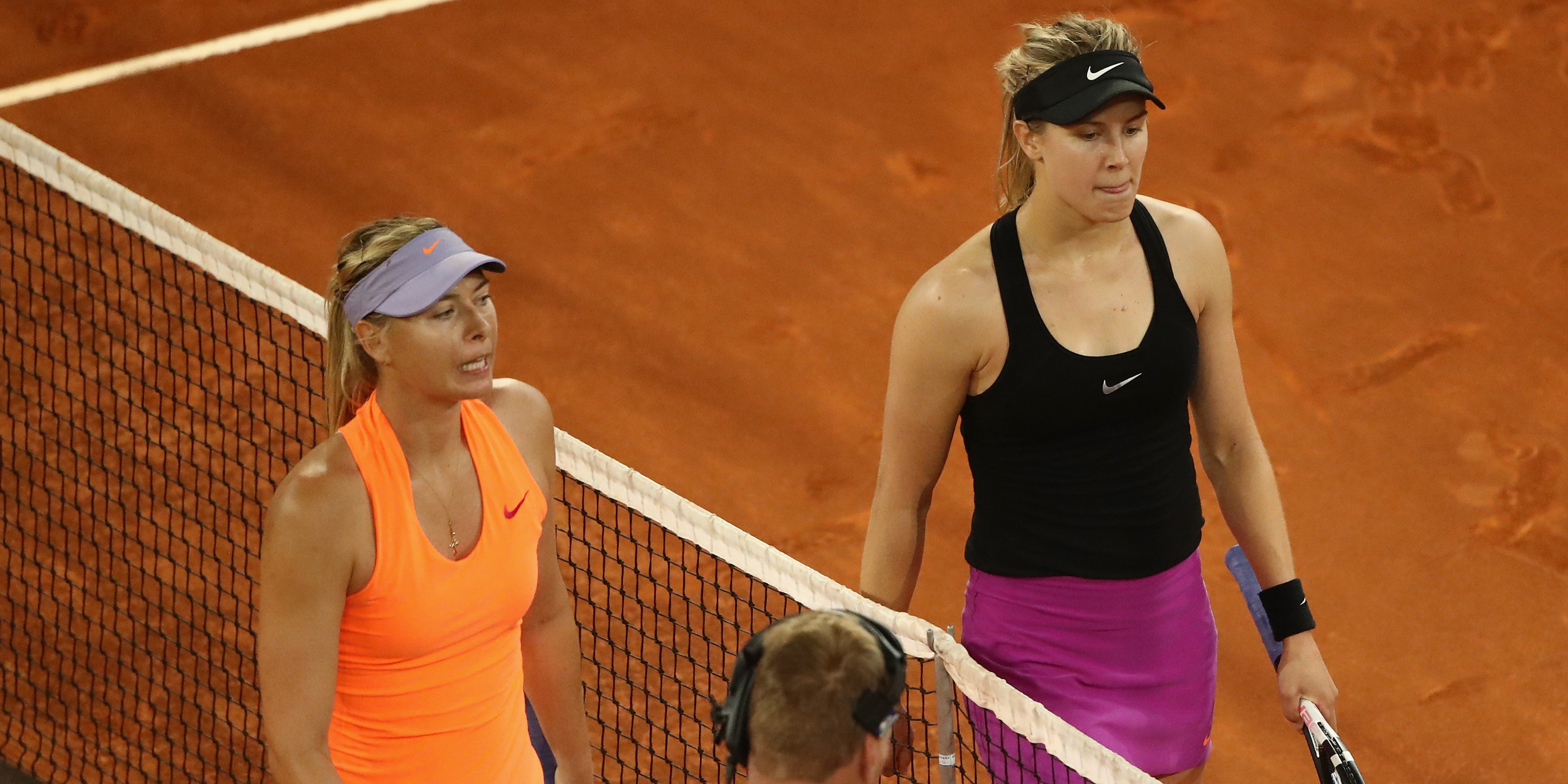 Eugenie Bouchard and Maria Sharapova at the 2017 Madrid Open