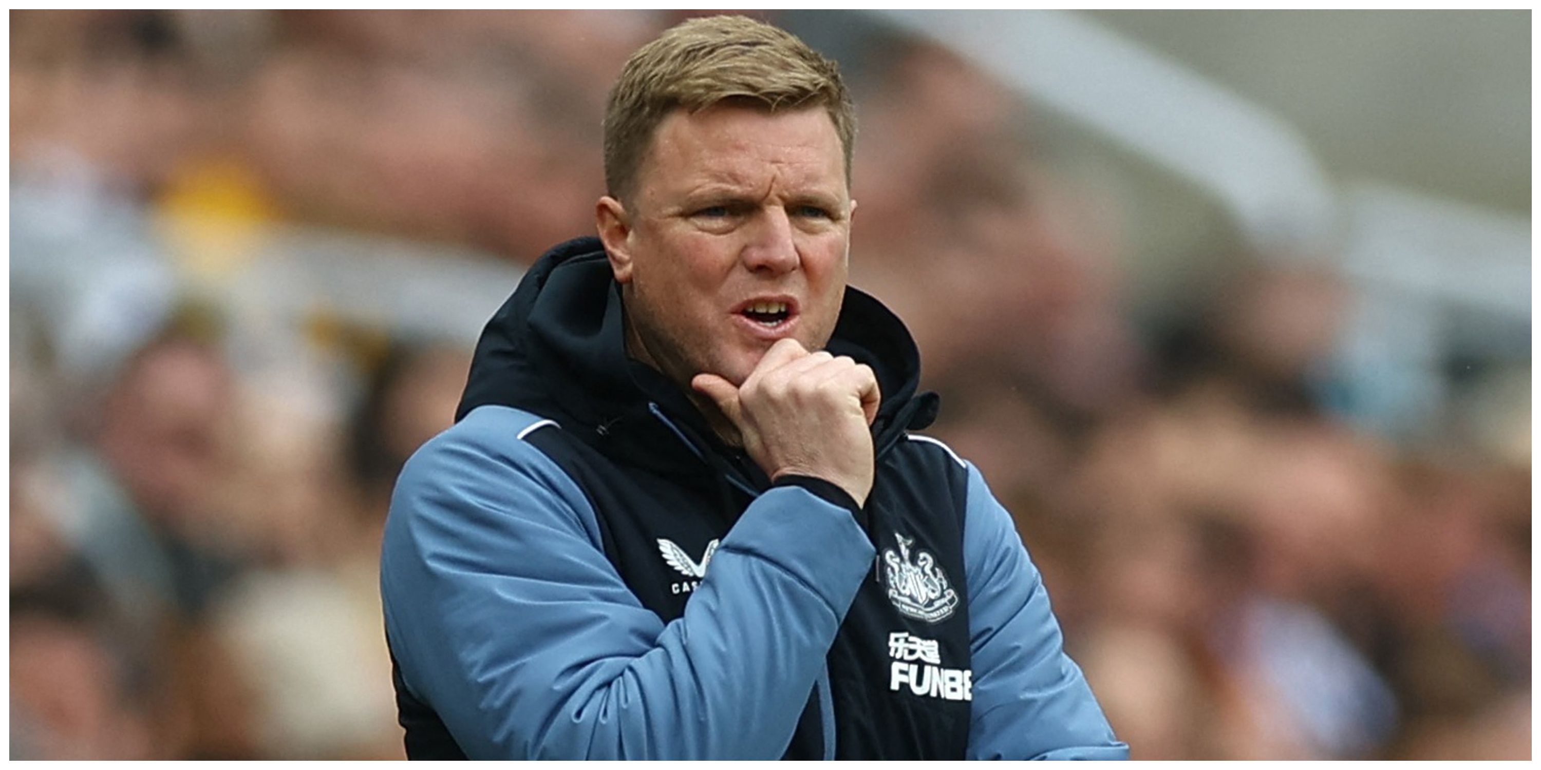 Newcastle United manager Eddie Howe concentrating on game