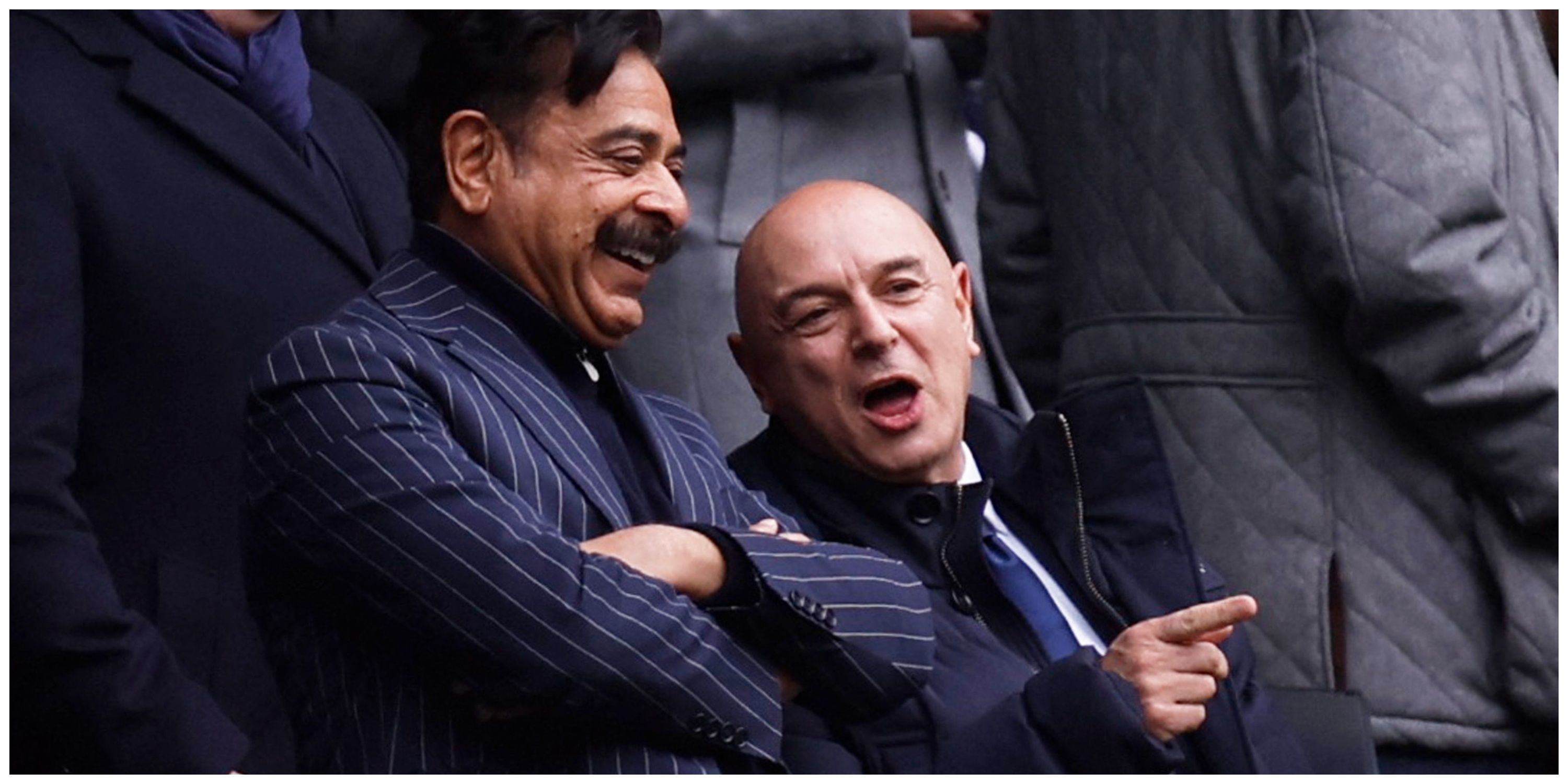 Fulham owner Shahid Khan and Tottenham chairman Daniel Levy joking about