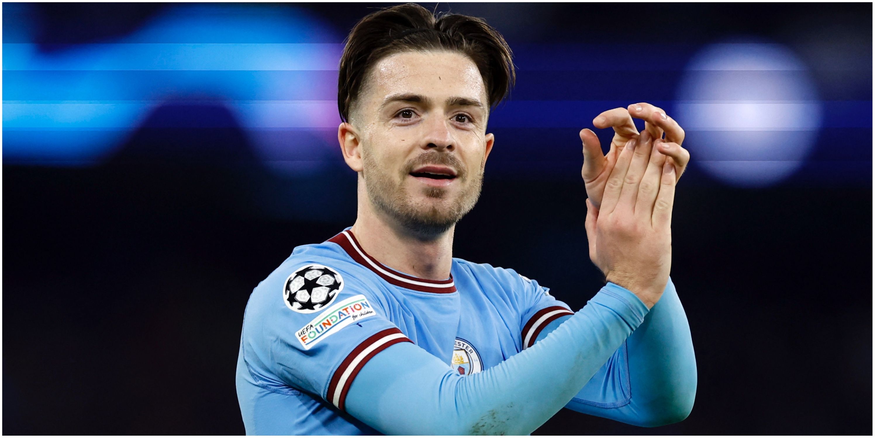Jack Grealish reacts after being told he broke Frank Lampard’s 15-year Champions League record