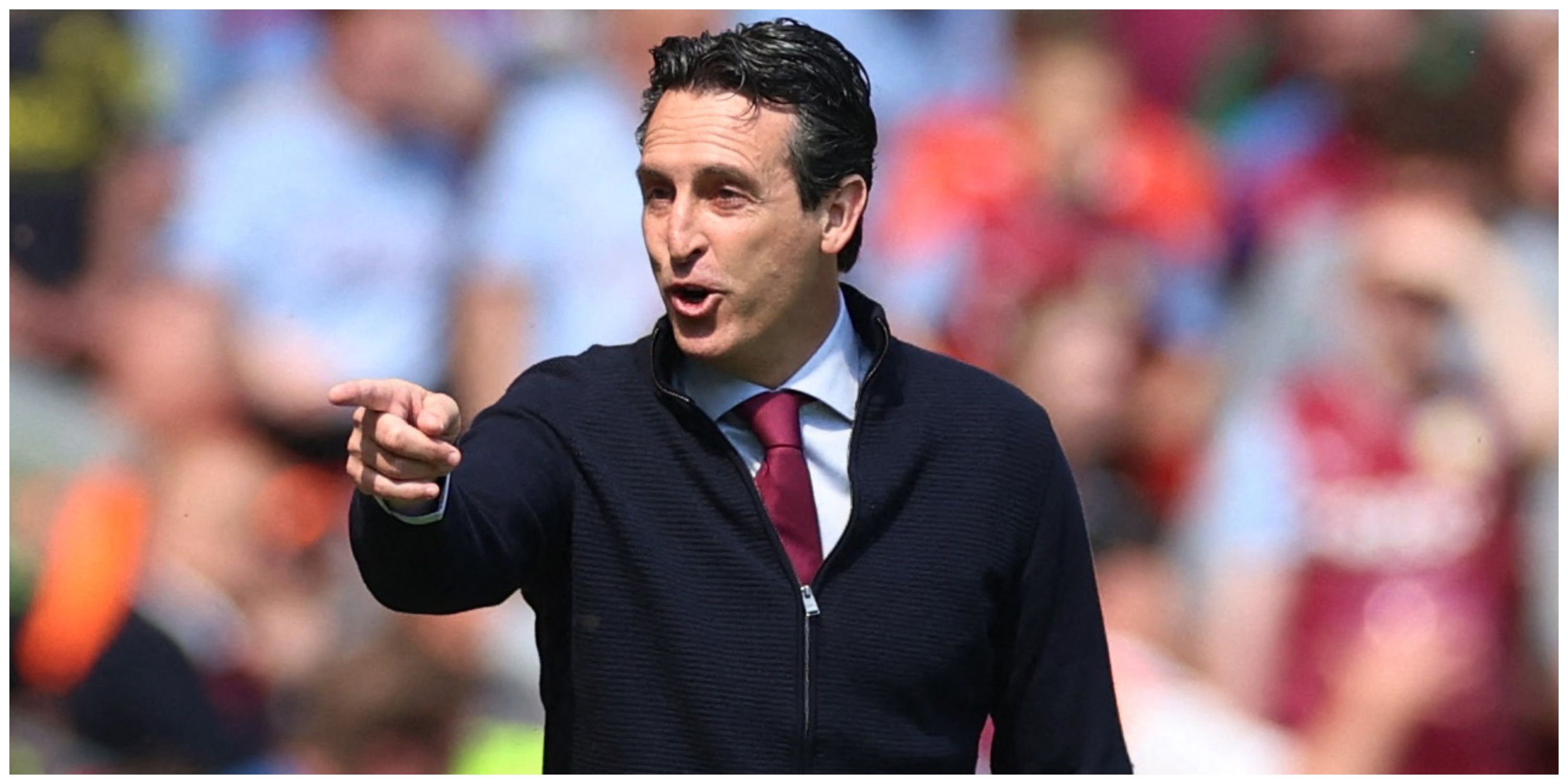 Aston Villa manager Unai Emery pointing