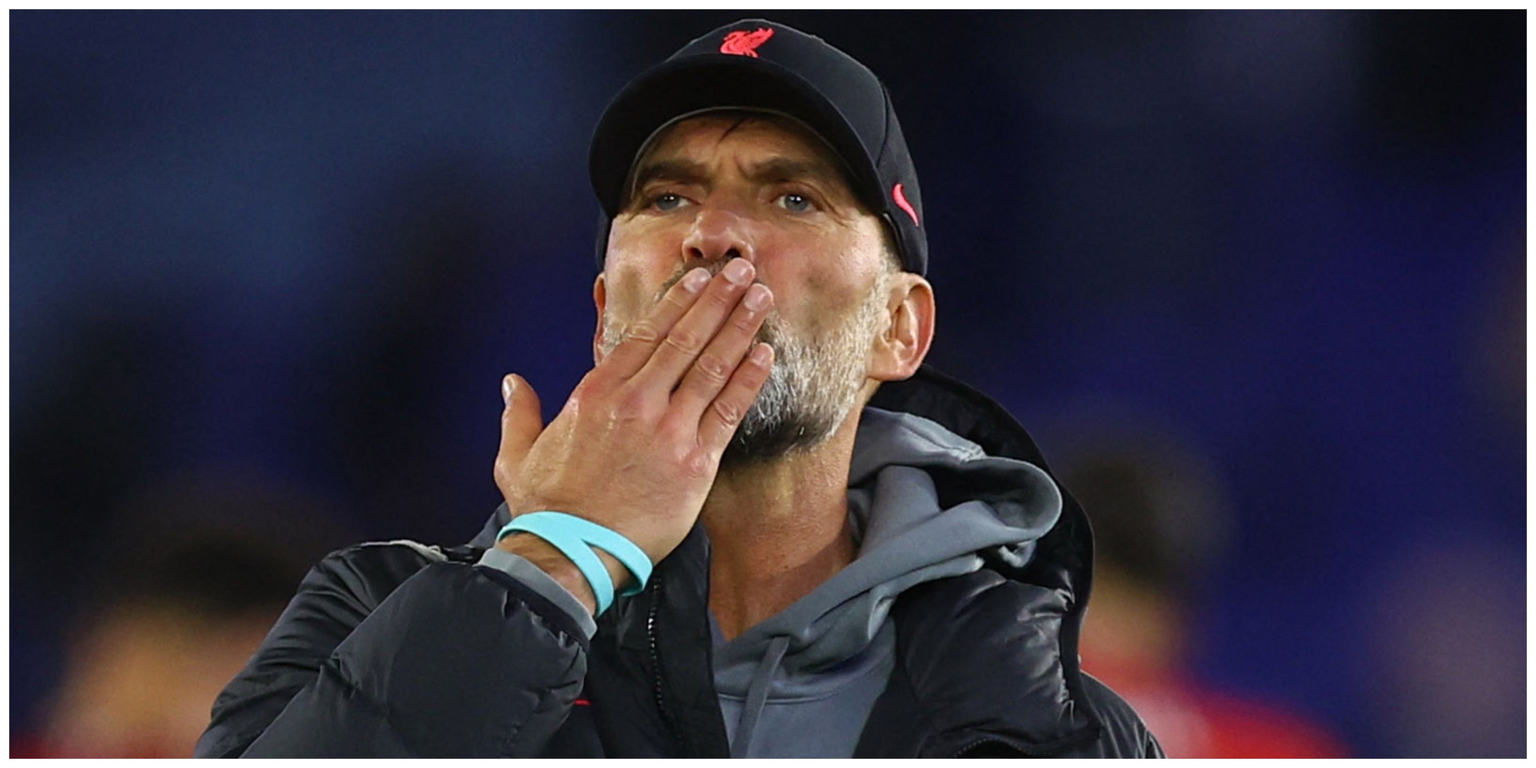 Liverpool manager Jurgen Klopp blowing kiss to supporters