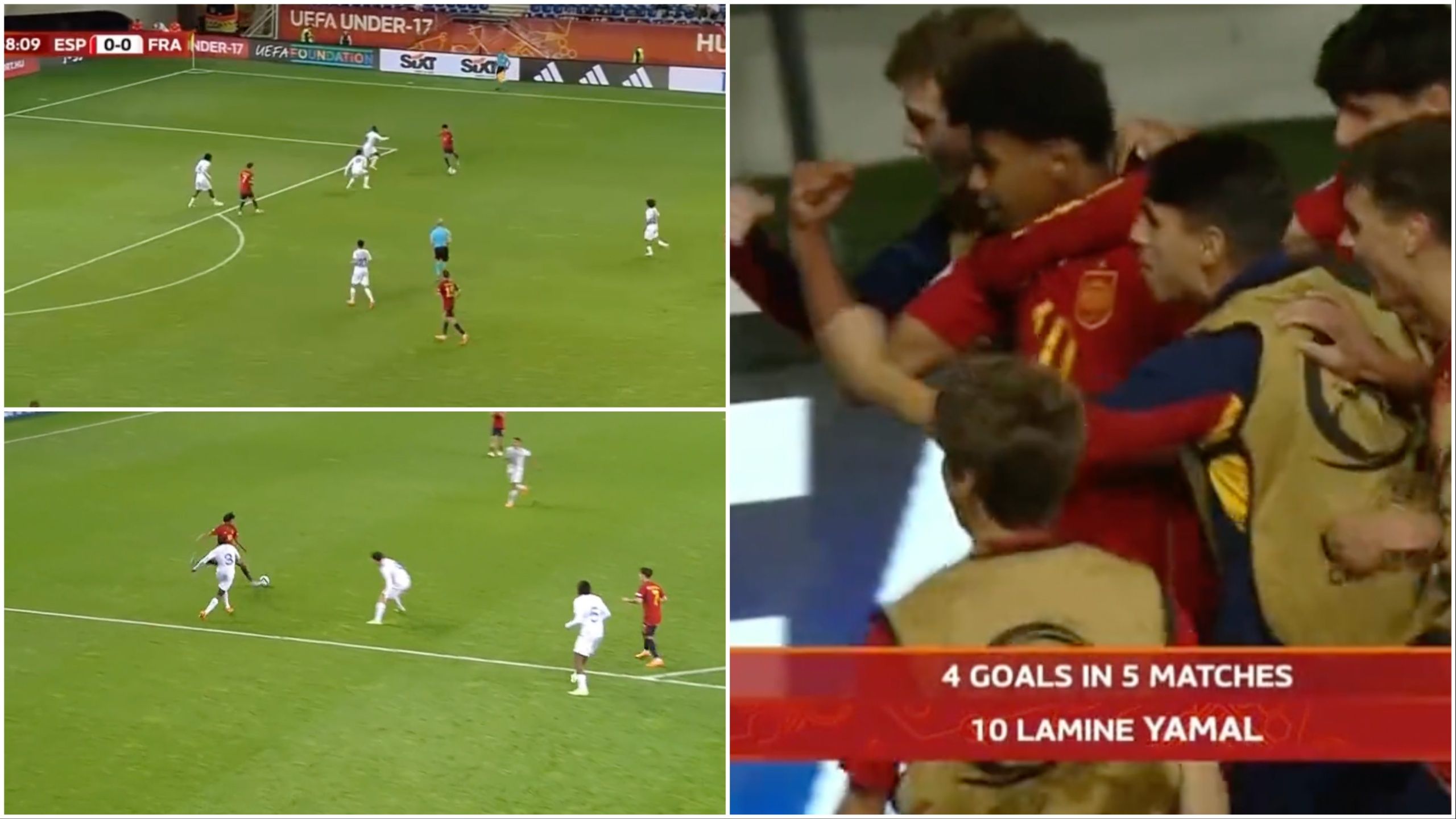 Lamine Yamal scores screamer for Spain v France in U17 European