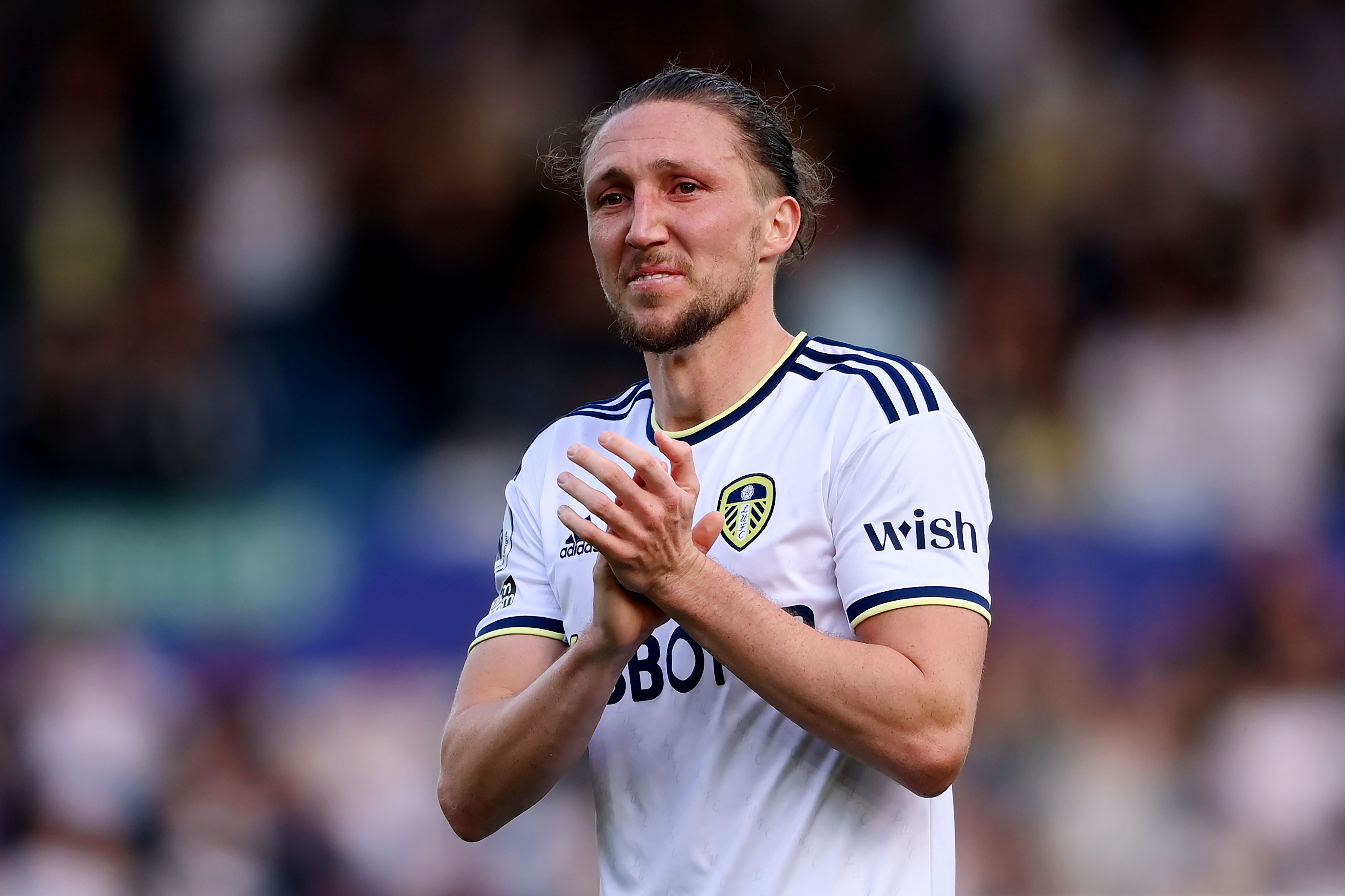 Luke Ayling of Leeds United looks dejected after their relegation to the Championship.
