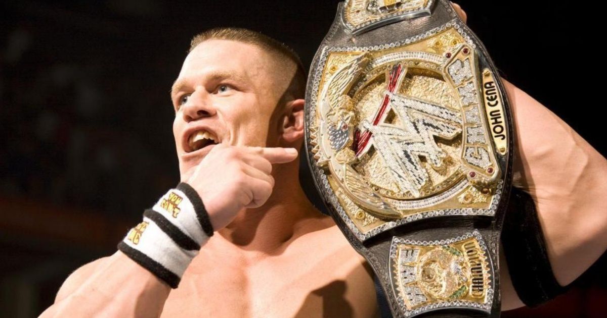 John Cena with the spinner WWE Championship