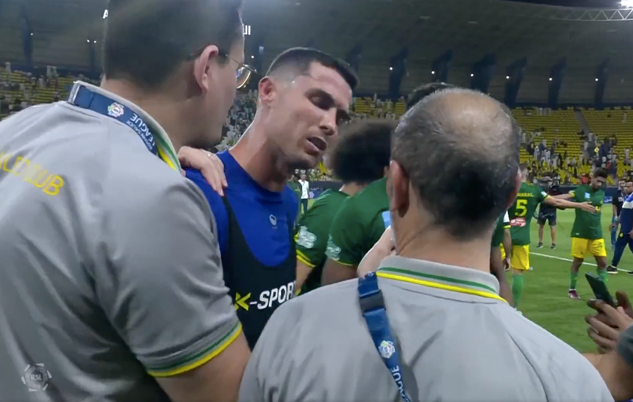 Cristiano Ronaldo reacts after Al-Nassr's 1-1 draw