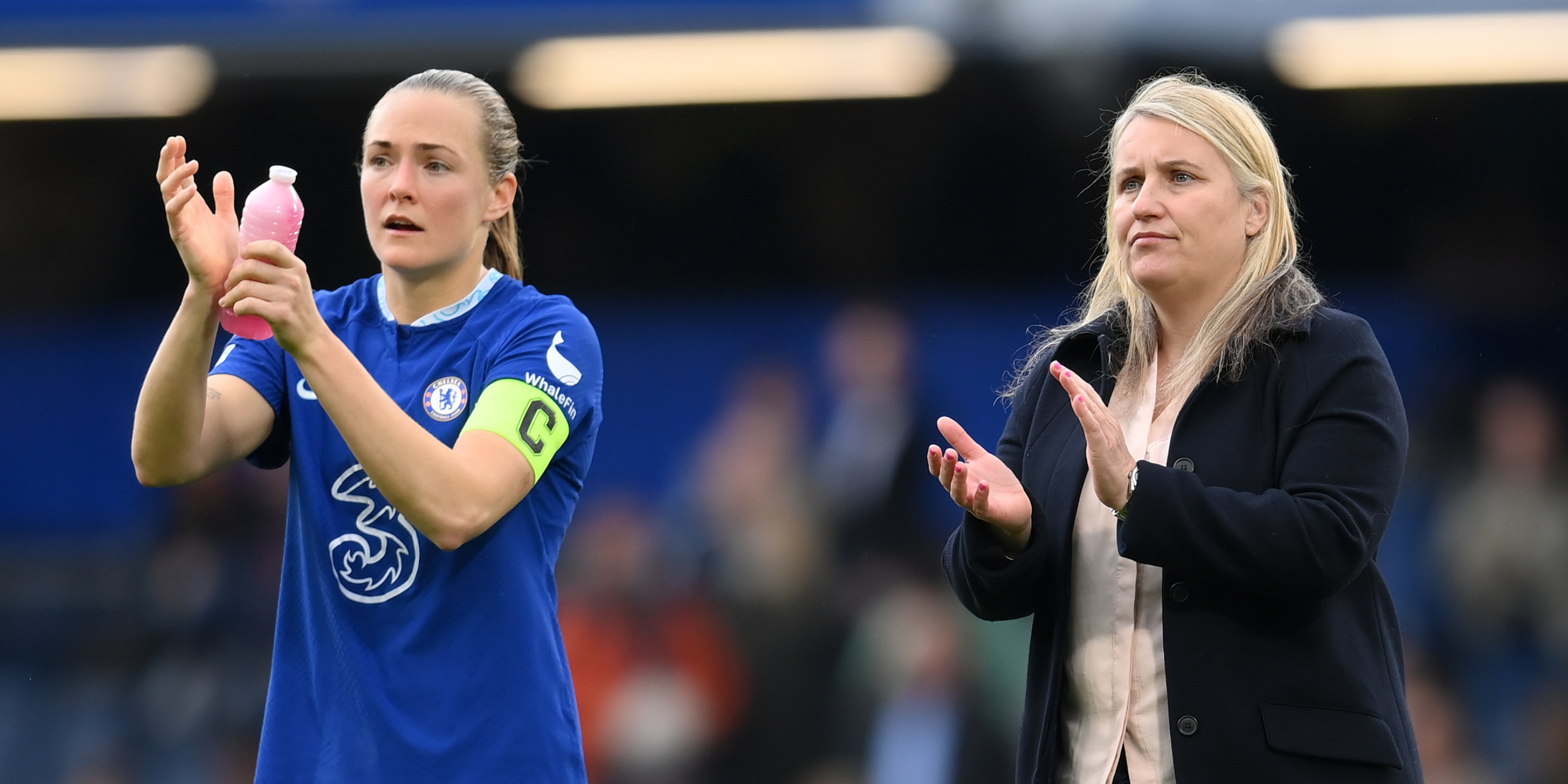 Chelsea captain Magda Eriksson and manager Emma Hayes