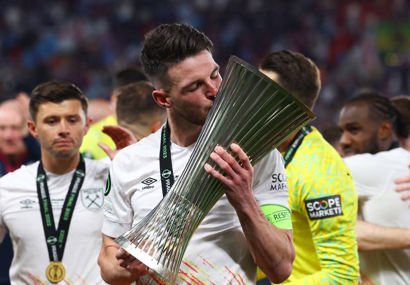 Declan Rice's emotional interview after West Ham's Europa Conference ...