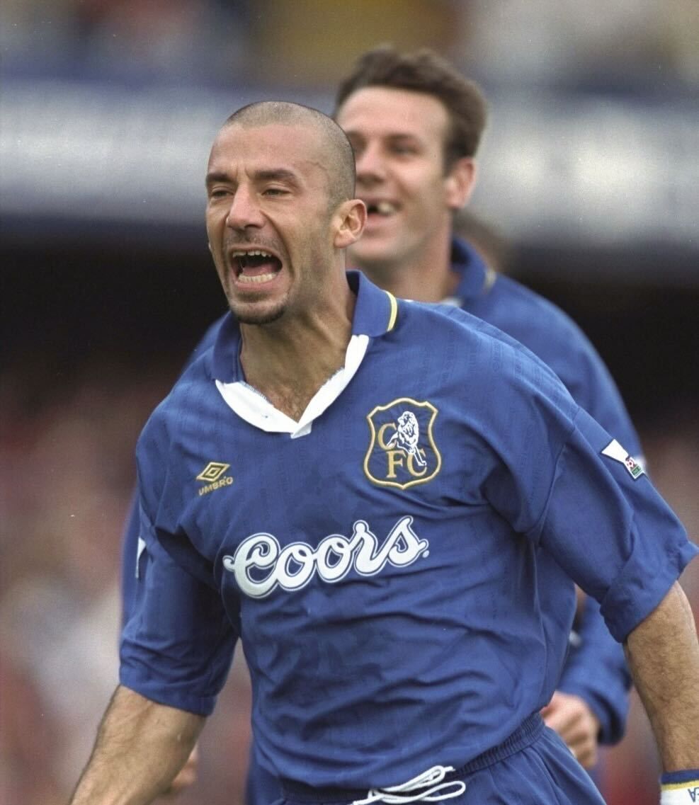Gianluca Villa celebrates at Chelsea in 1996