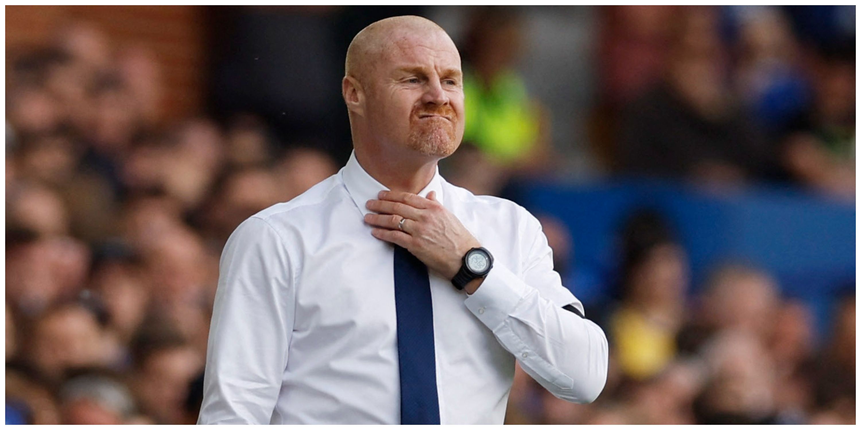 Everton manager Sean Dyche covering tie