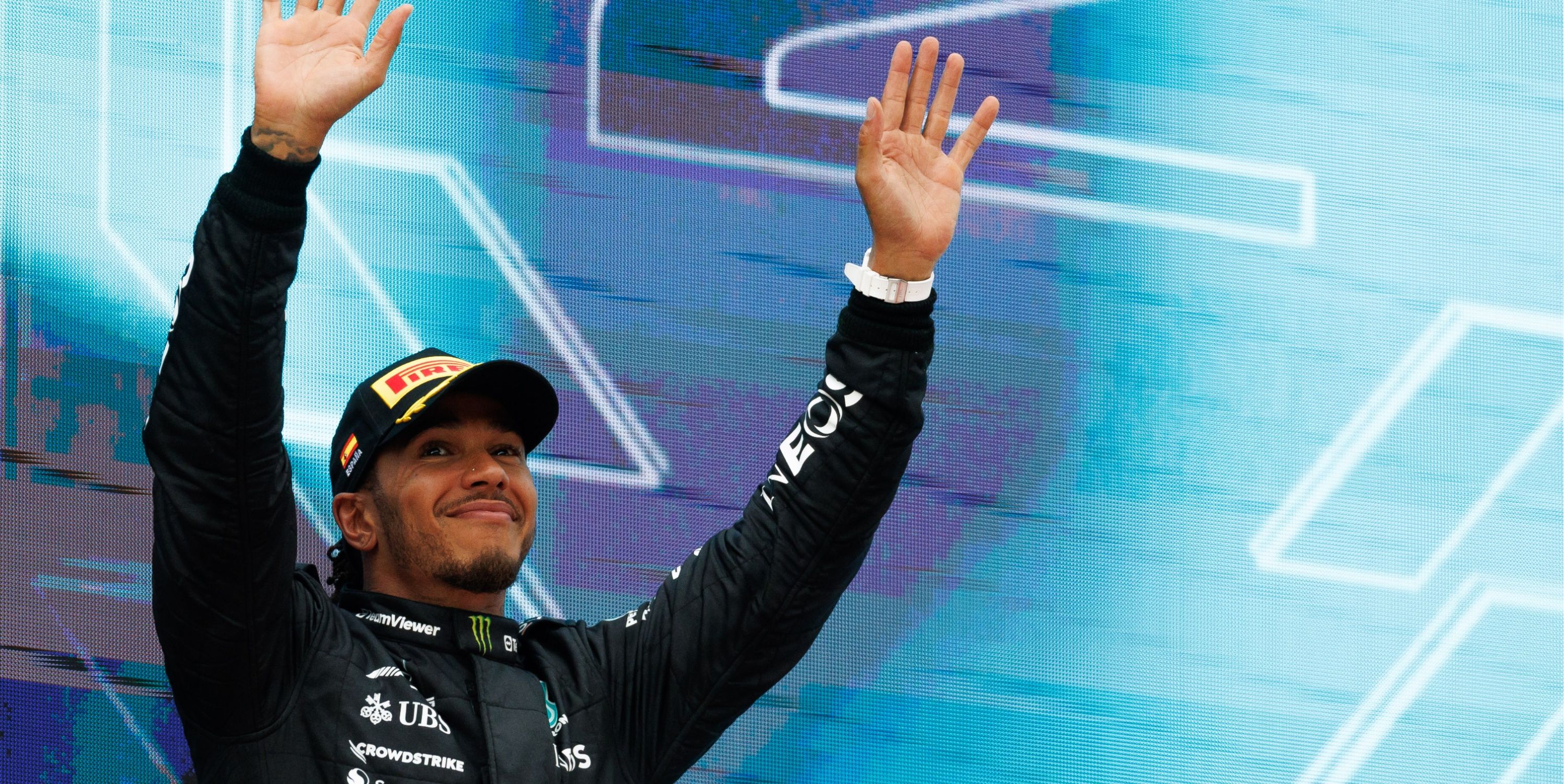 Lewis Hamilton at the Spanish Grand Prix on the podium