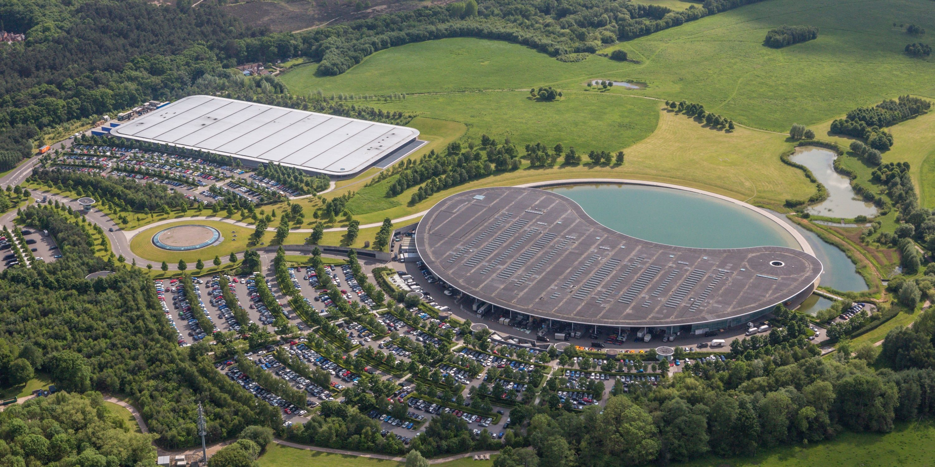 Aerial view of McLaren Technology Centre