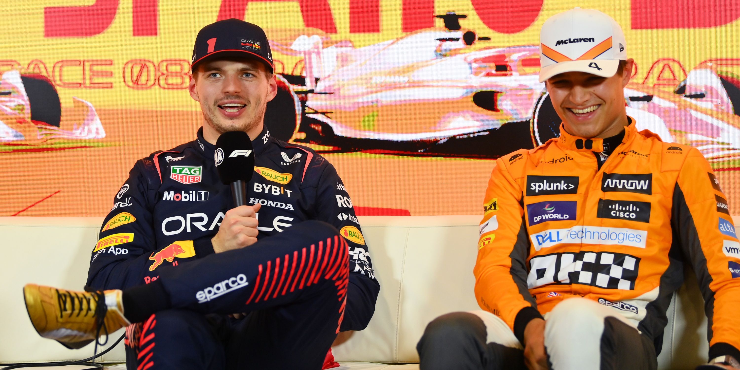 Max Verstappen and Lando Norris in the Spanish GP press conference