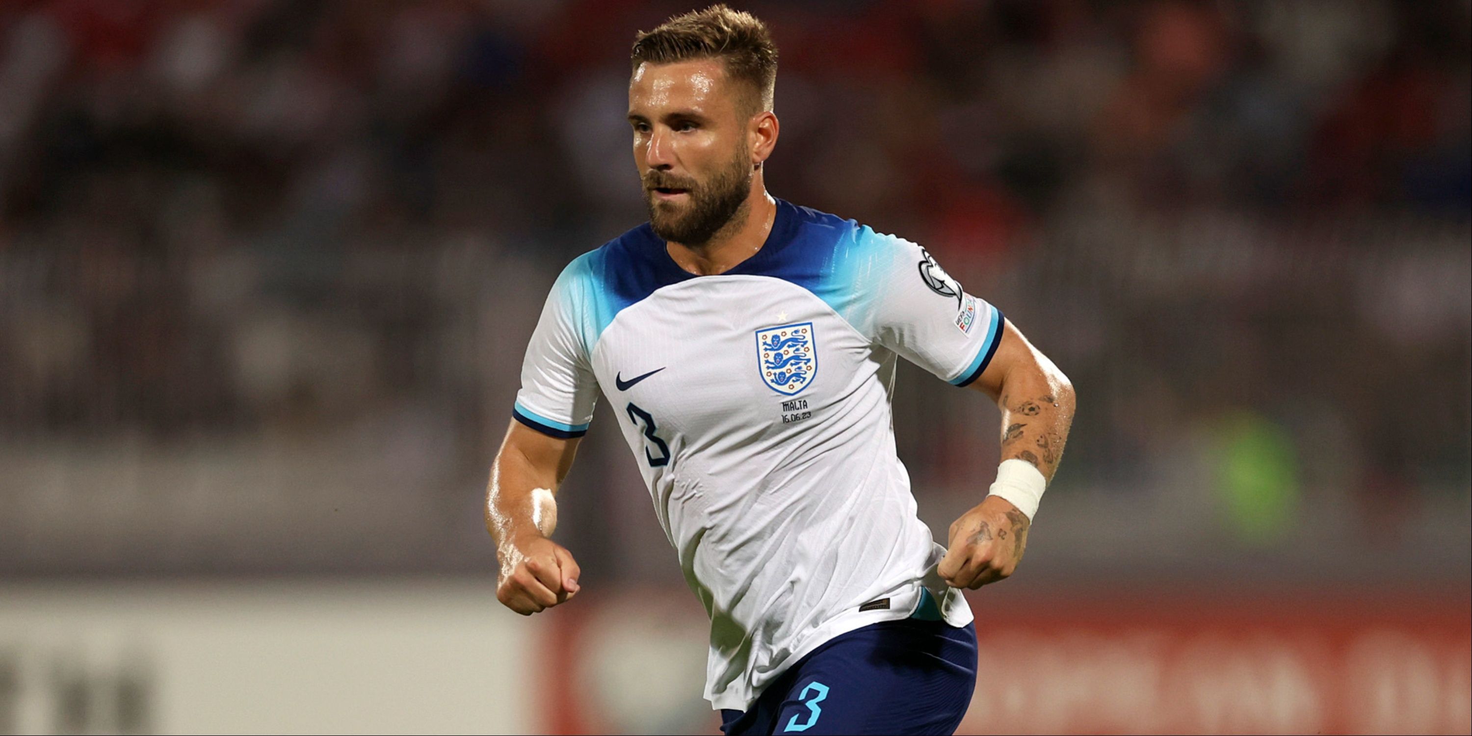 Luke Shaw in action for England vs Malta.