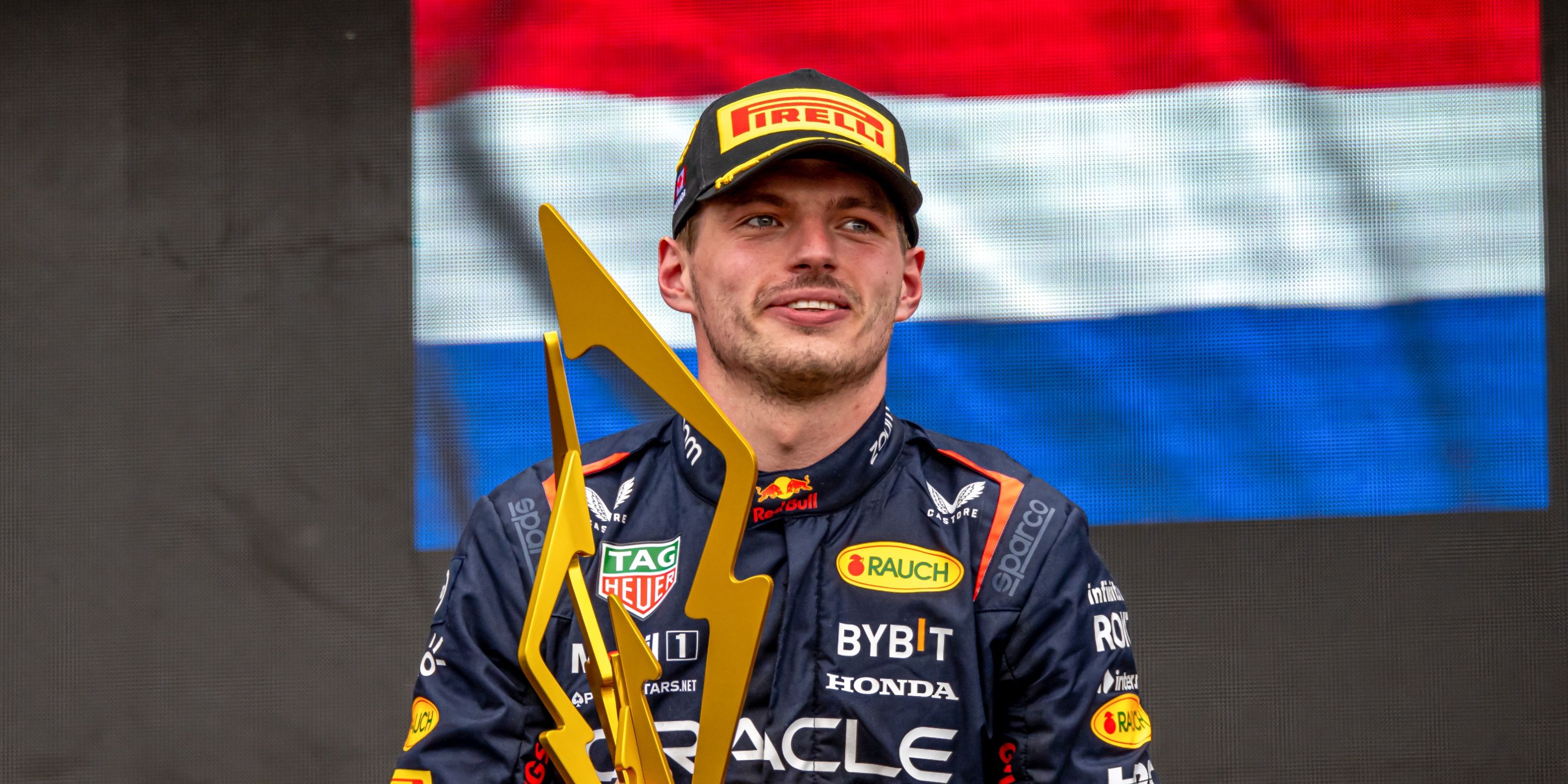 Max Verstappen on the podium at the Canadian Grand Prix