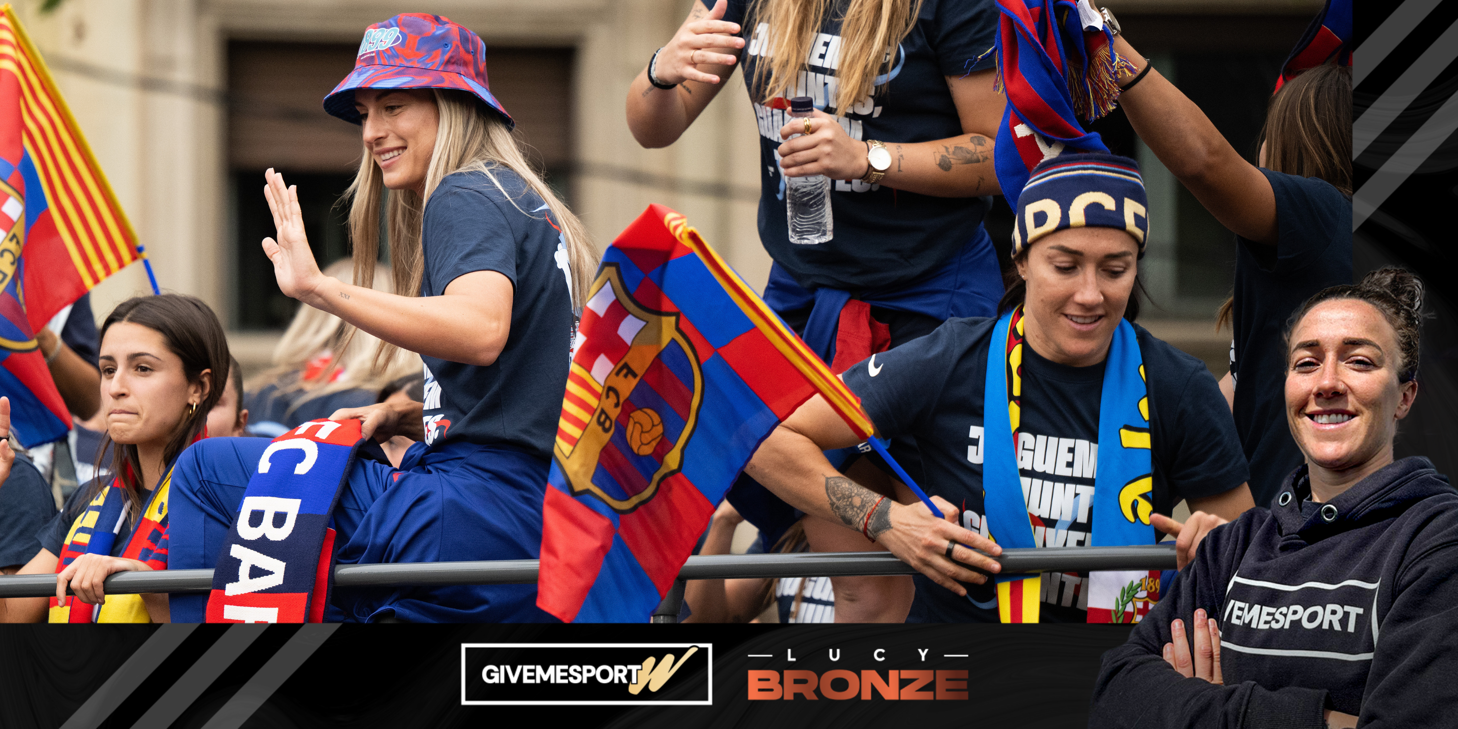 Lucy Bronze at Barcelona's title winning parade