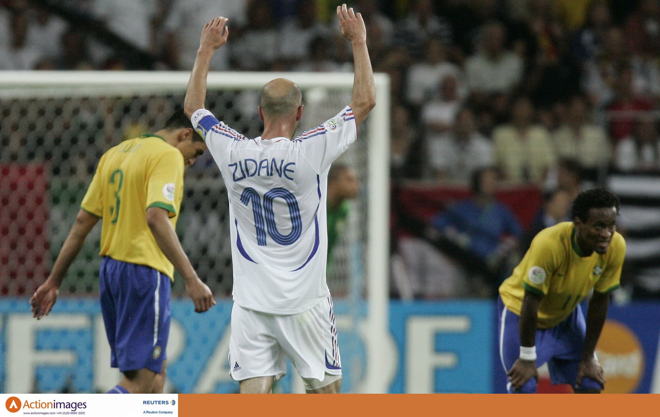Zinedine Zidane in action for France vs Brazil at the 2006 World Cup