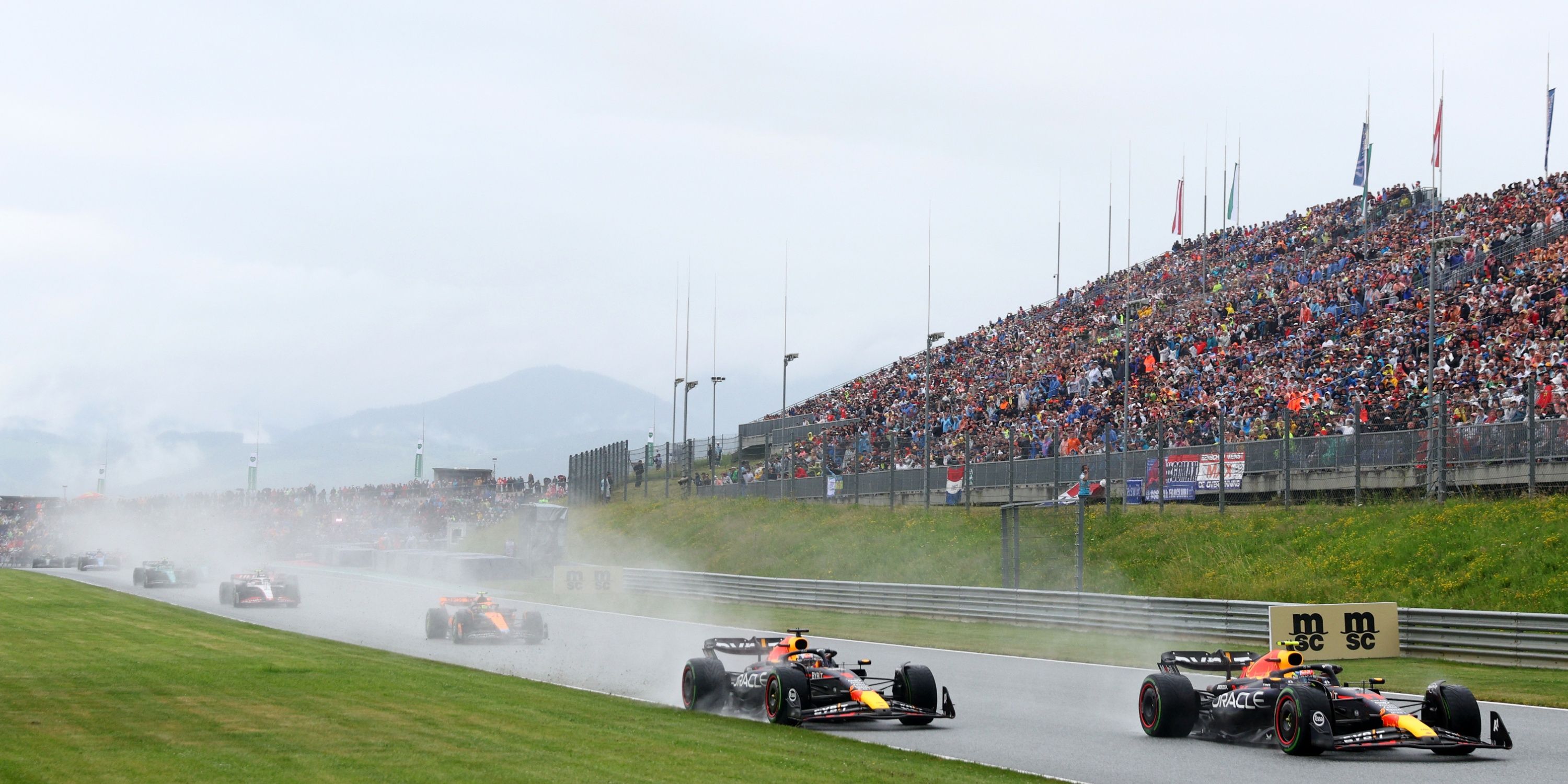 Max Verstappen and Sergio Perez battle in Austria