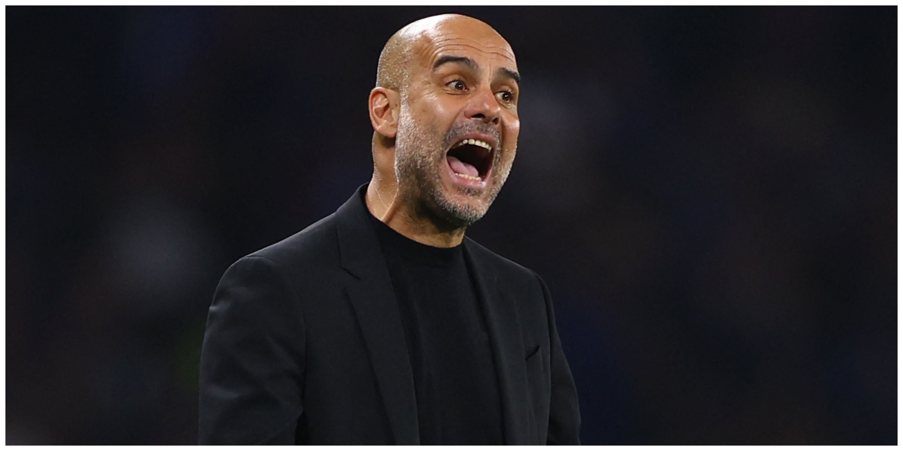Manchester City manager Pep Guardiola with mouth wide open