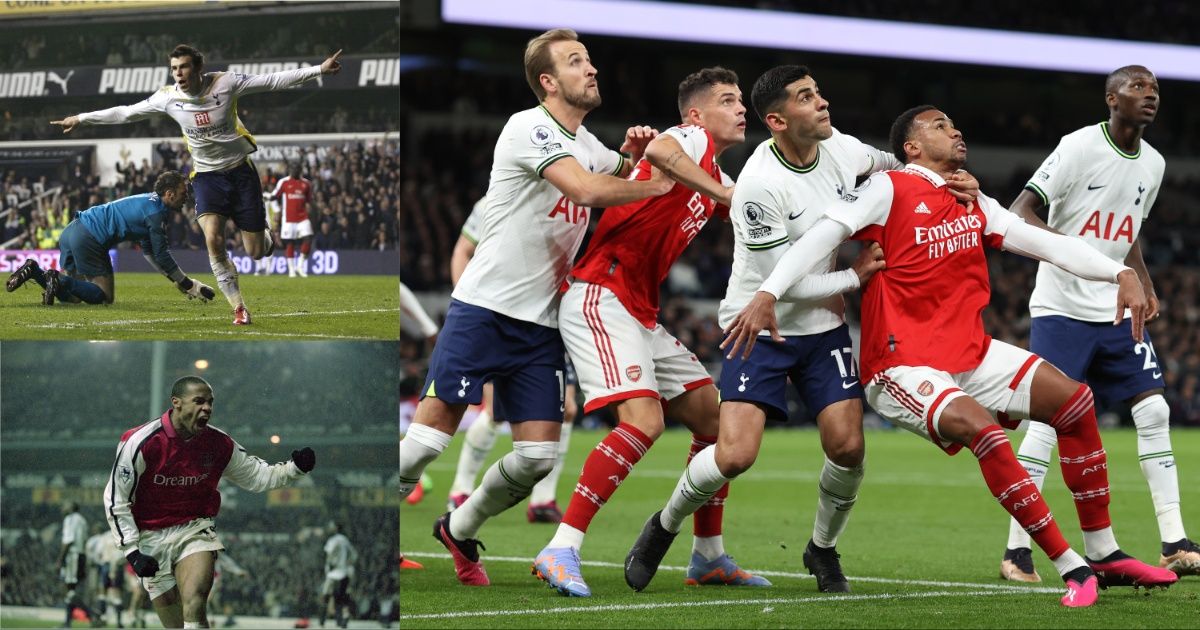 A collage of Arsenal vs Tottenham encounters.