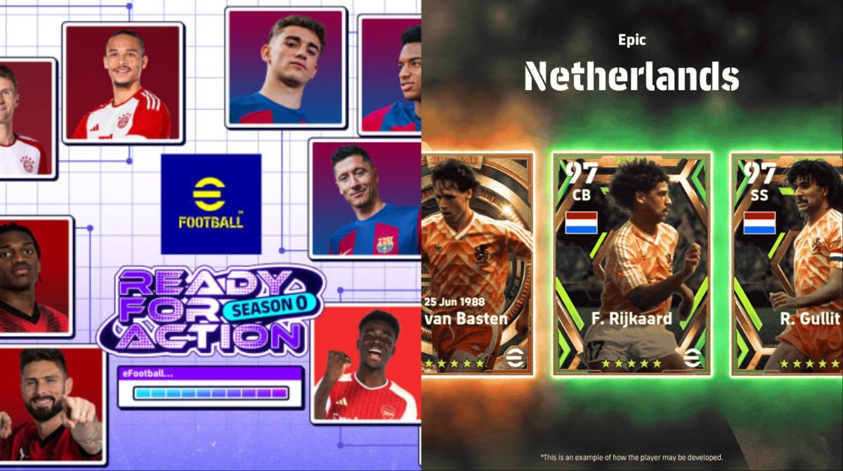 eFootball Season 0 graphic collage with Netherlands Special Players.