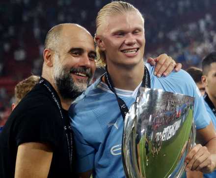 Pep Guardiola and Erling Haaland at Manchester City