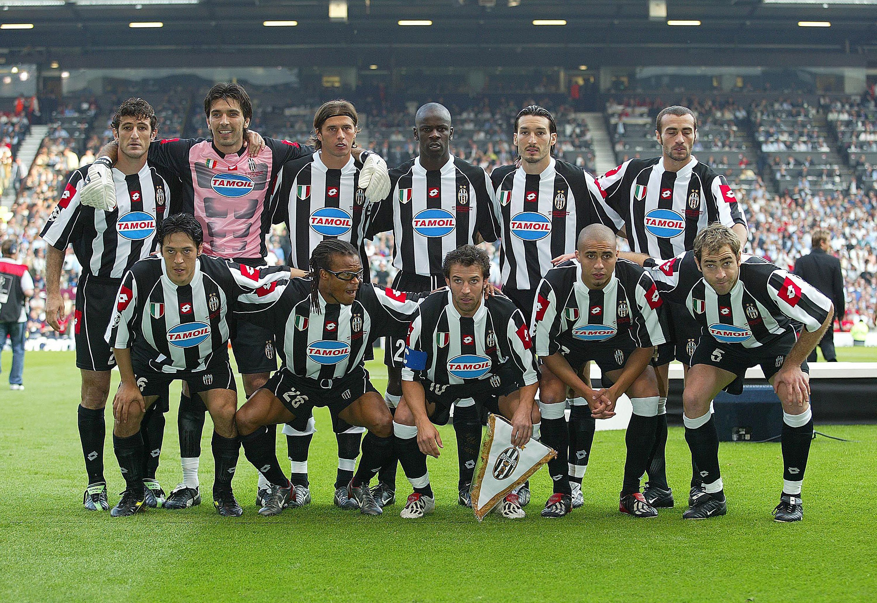 Juventus team line up for the Champions League final vs AC Milan 2003.