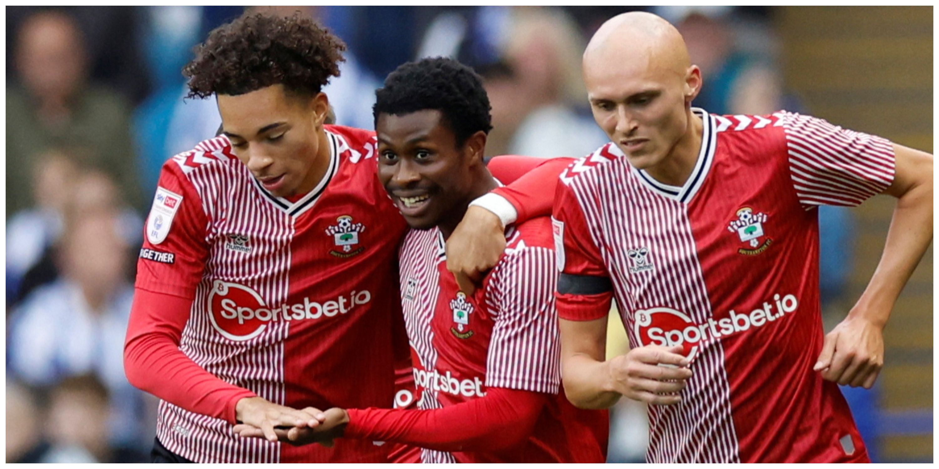 Nathan Tella of Southampton celebrates his goal to make it 0-1