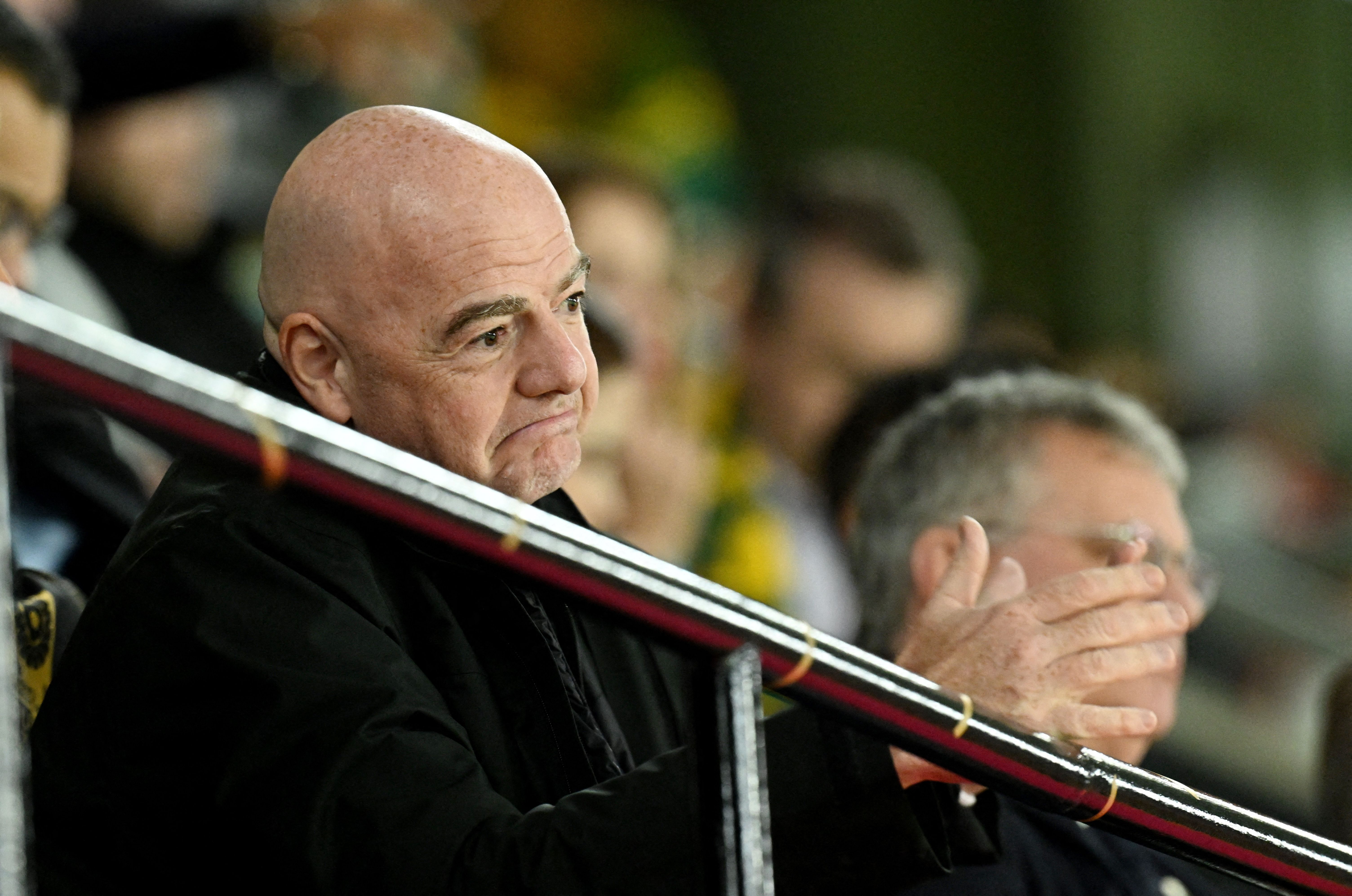 FIFA president Gianni Infantino watches the FIFA Womens World Cup semi final between England and Australia