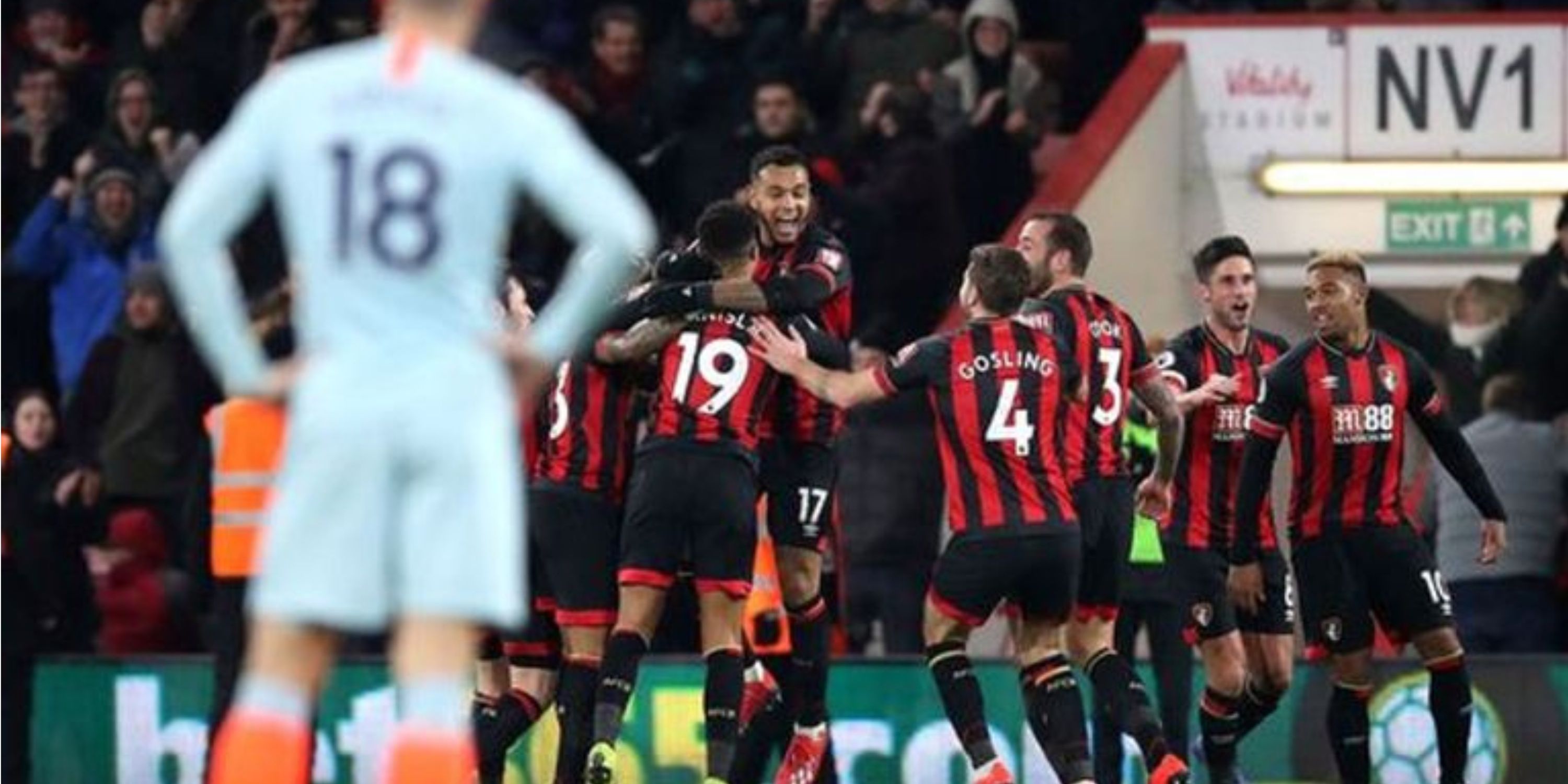 Bournemouth celebrating against Chelsea in 2019