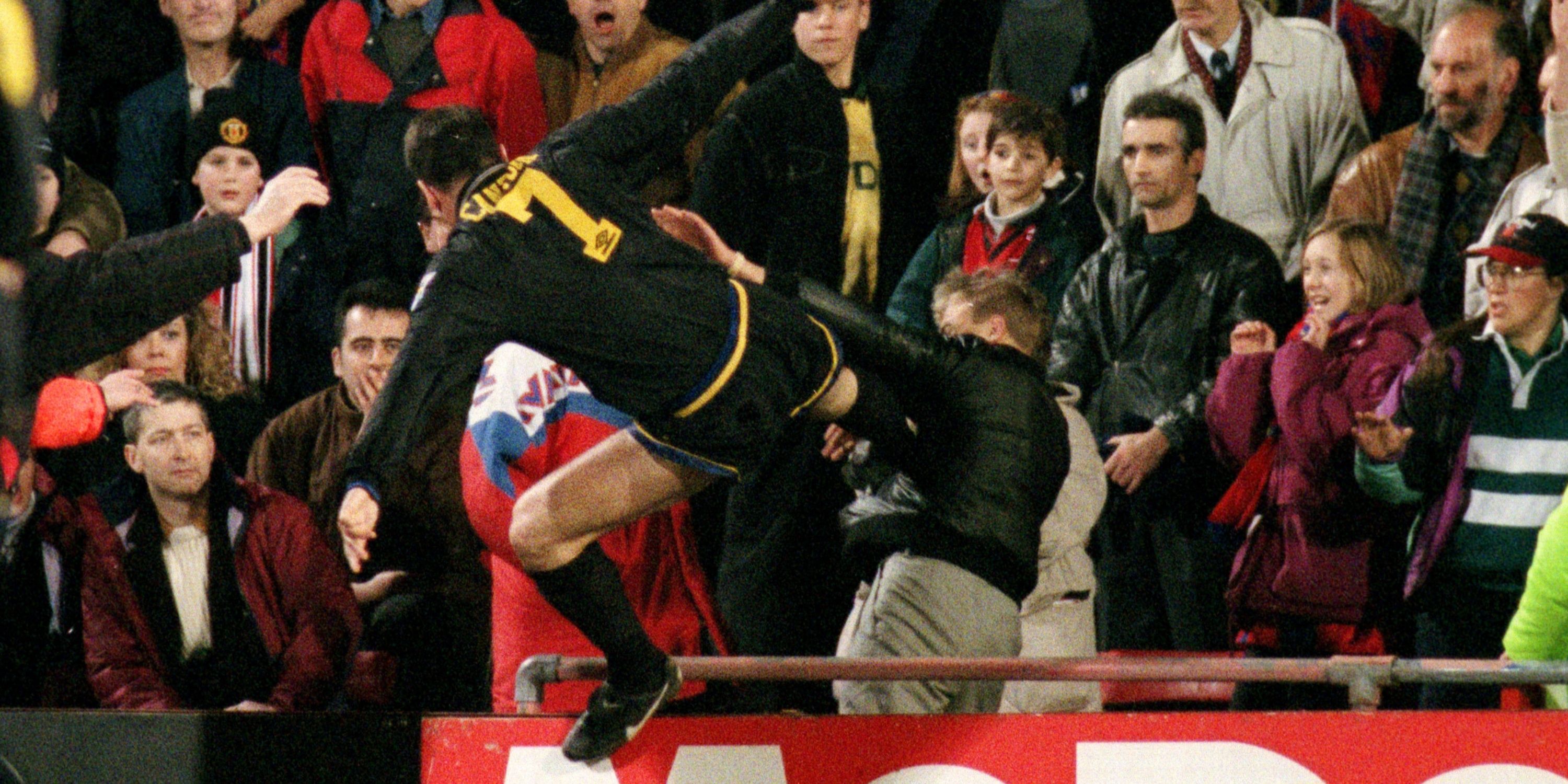Eric Cantona kung-fu kicks a Crystal Palace fan