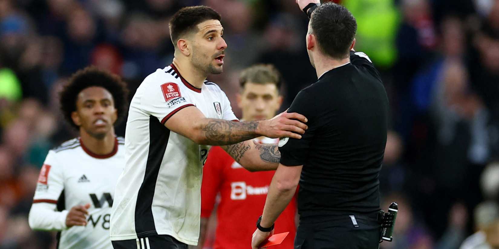 Aleksandar Mitrović in action for Fulham vs Manchester United
