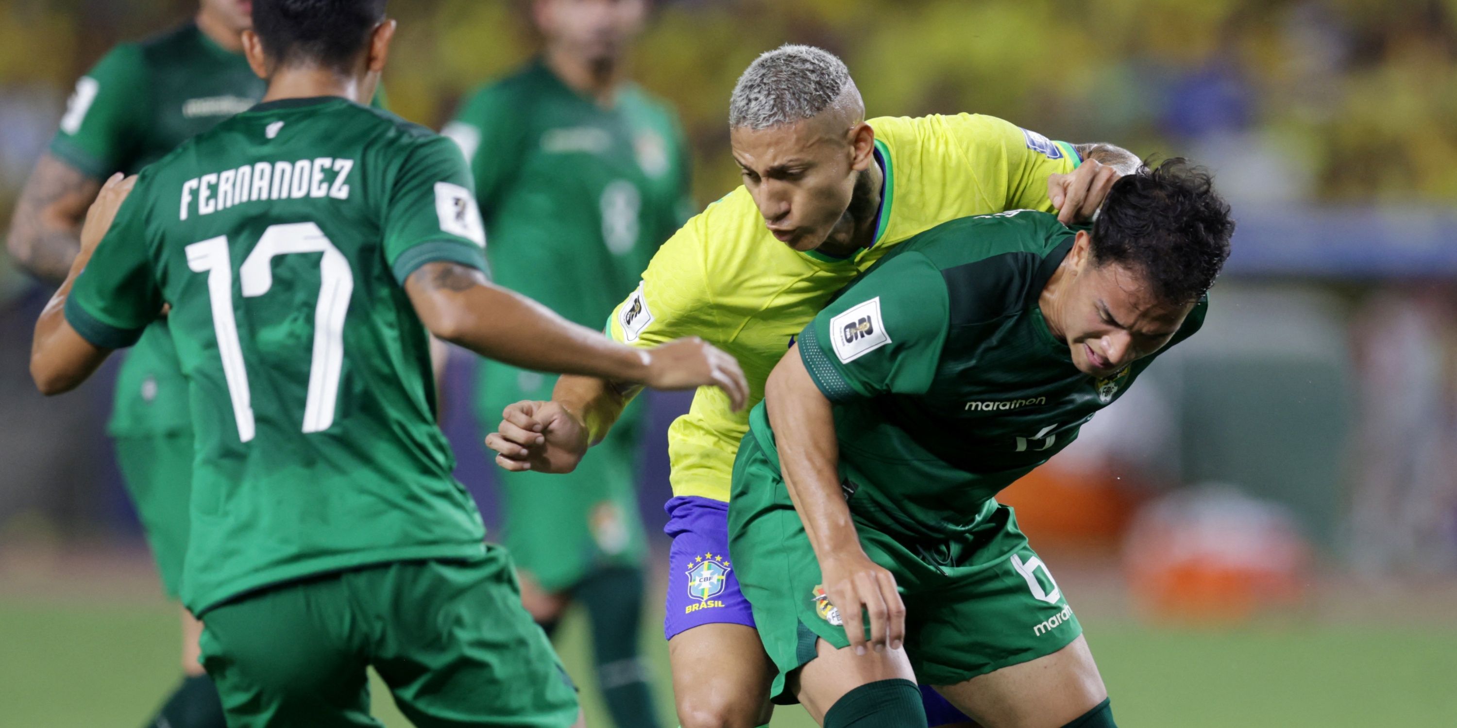 Richarlison in action for Brazil vs Bolivia
