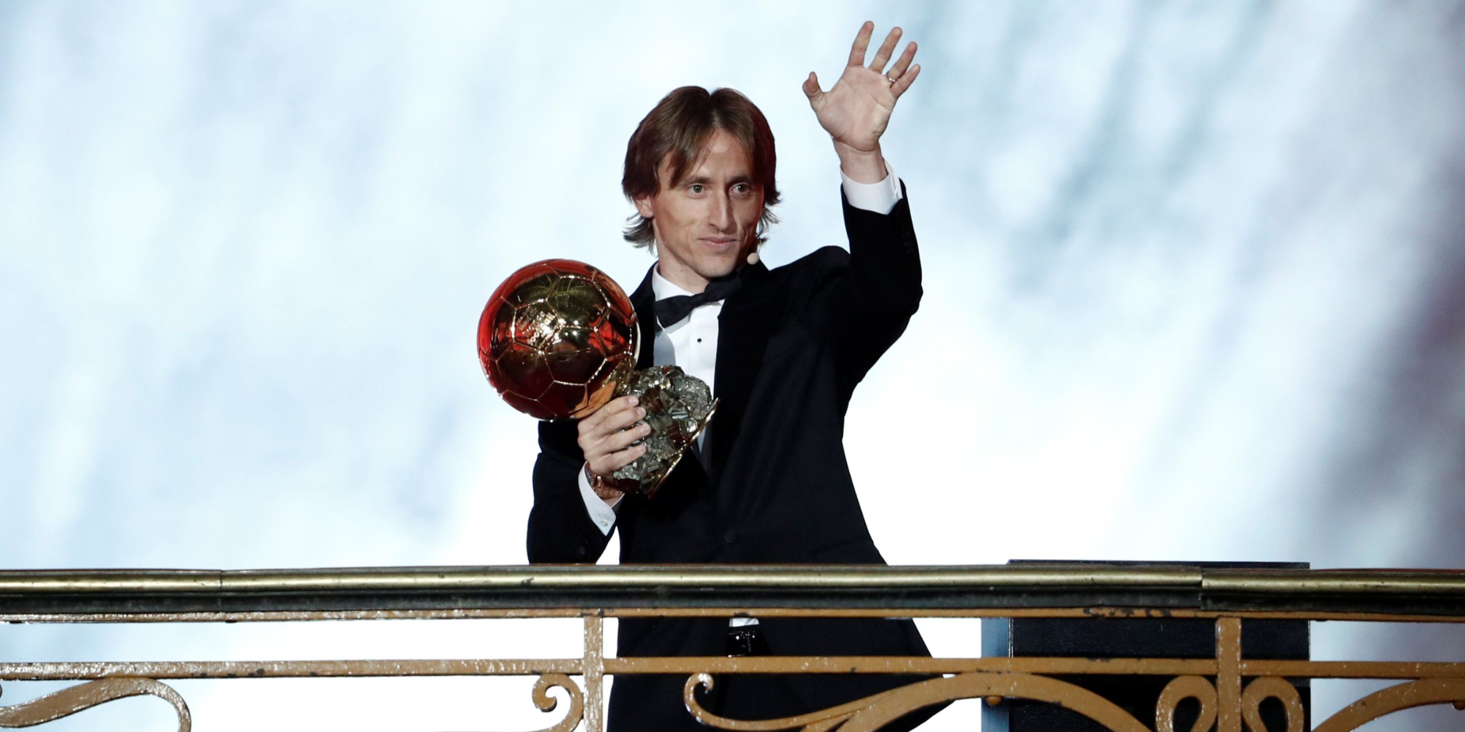 Real Madrid's Luka Modric with the Ballon d'Or award