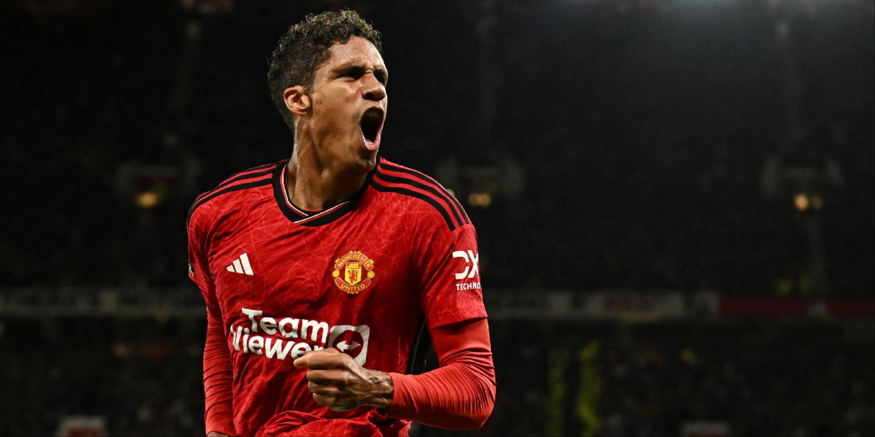 Manchester United's Raphael Varane celebrating.