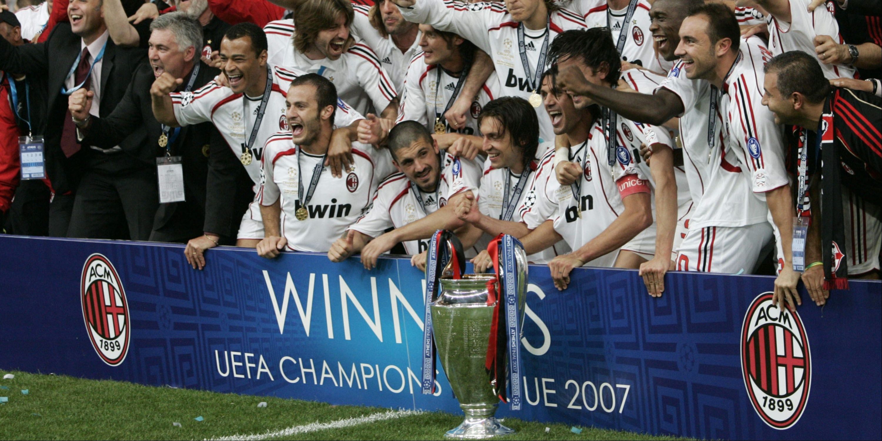AC Milan celebrate winning the UEFA Champions League