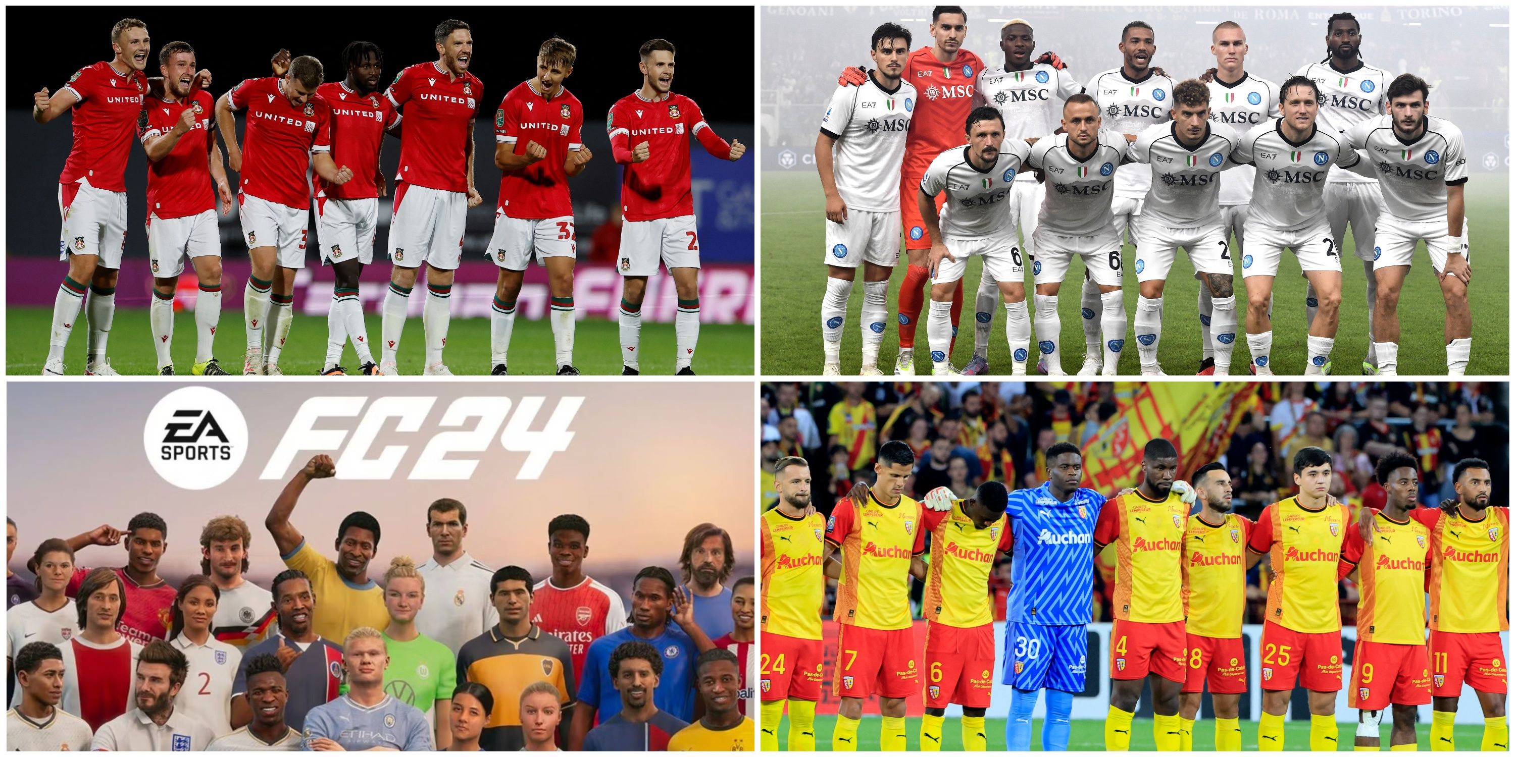 Wrexham, Napoli and RC Lens next to the EA Sports FC cover.