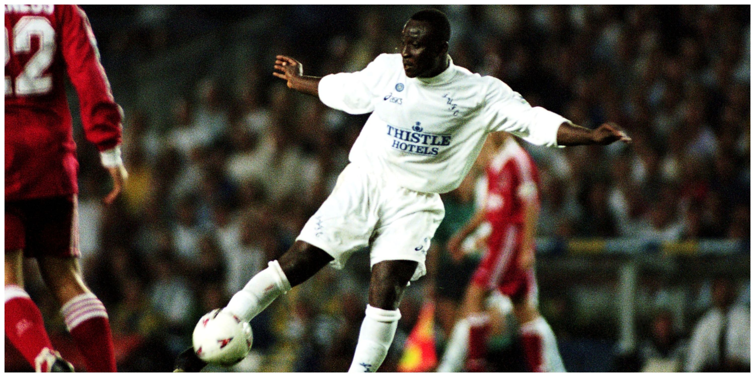 Tony Yeboah against Liverpool.