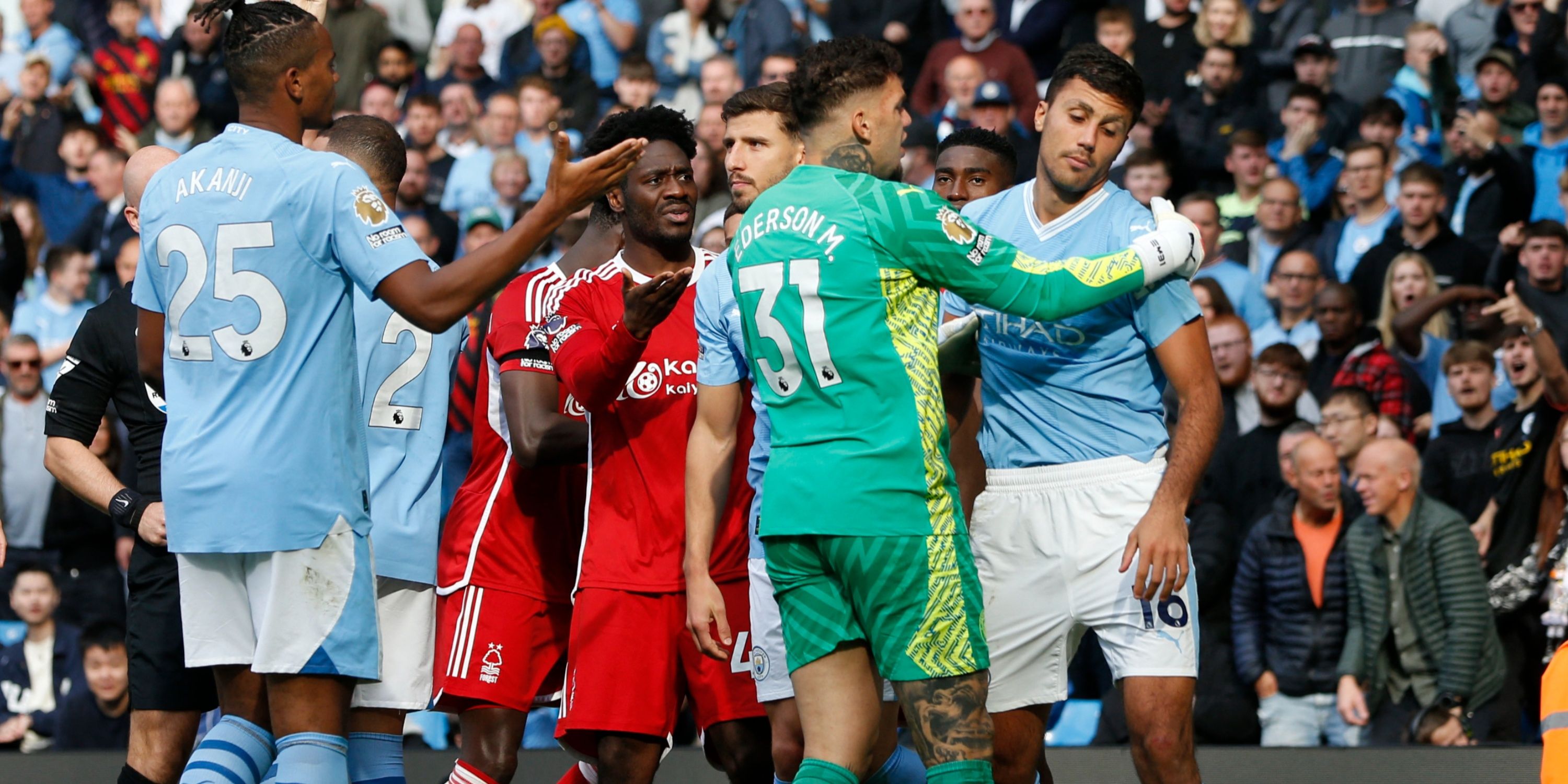 Rodri Shown Red Card After Losing His Head With Gibbs-White In Man City ...