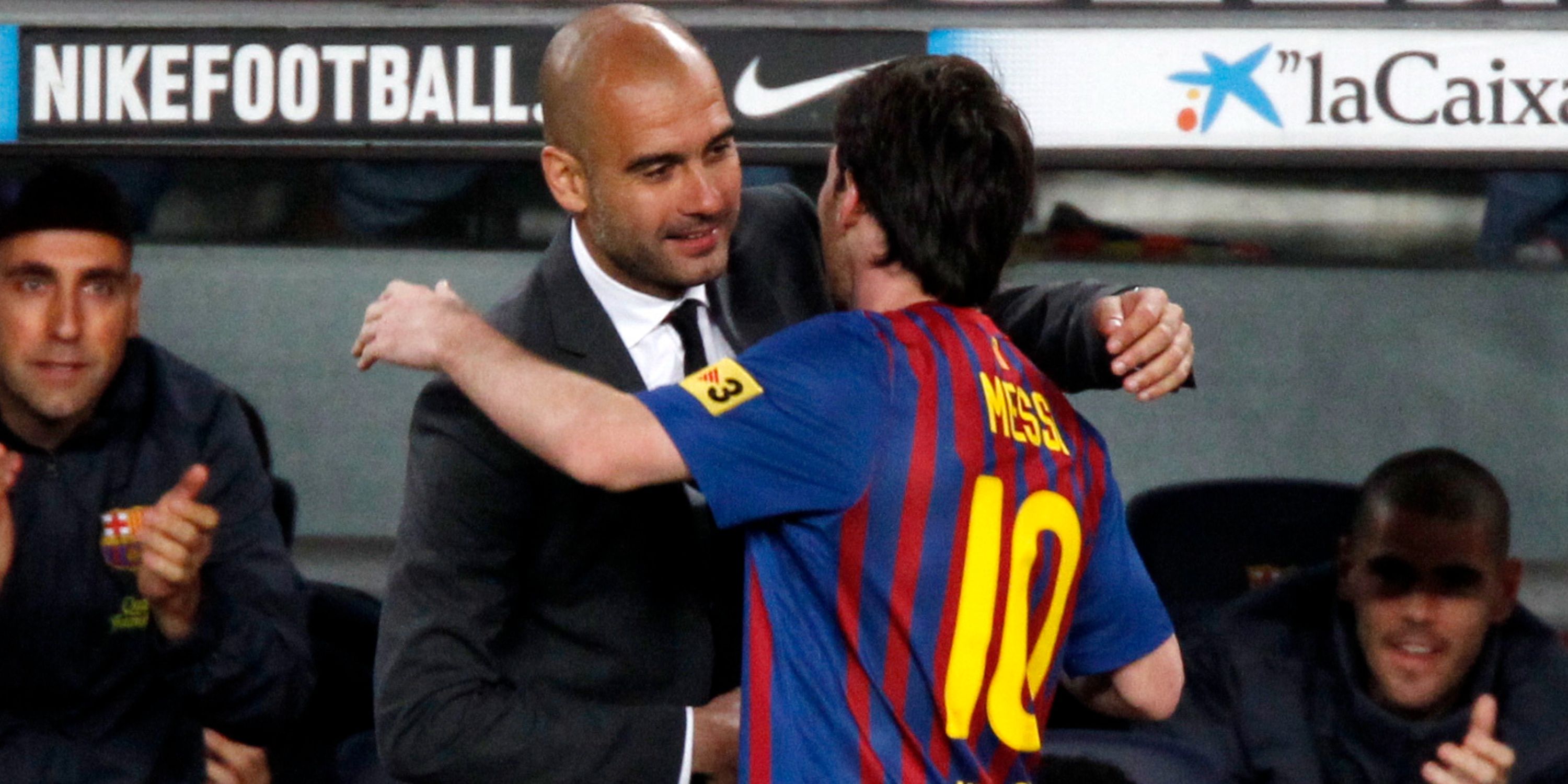 Pep Guardiola and Lionel Messi
