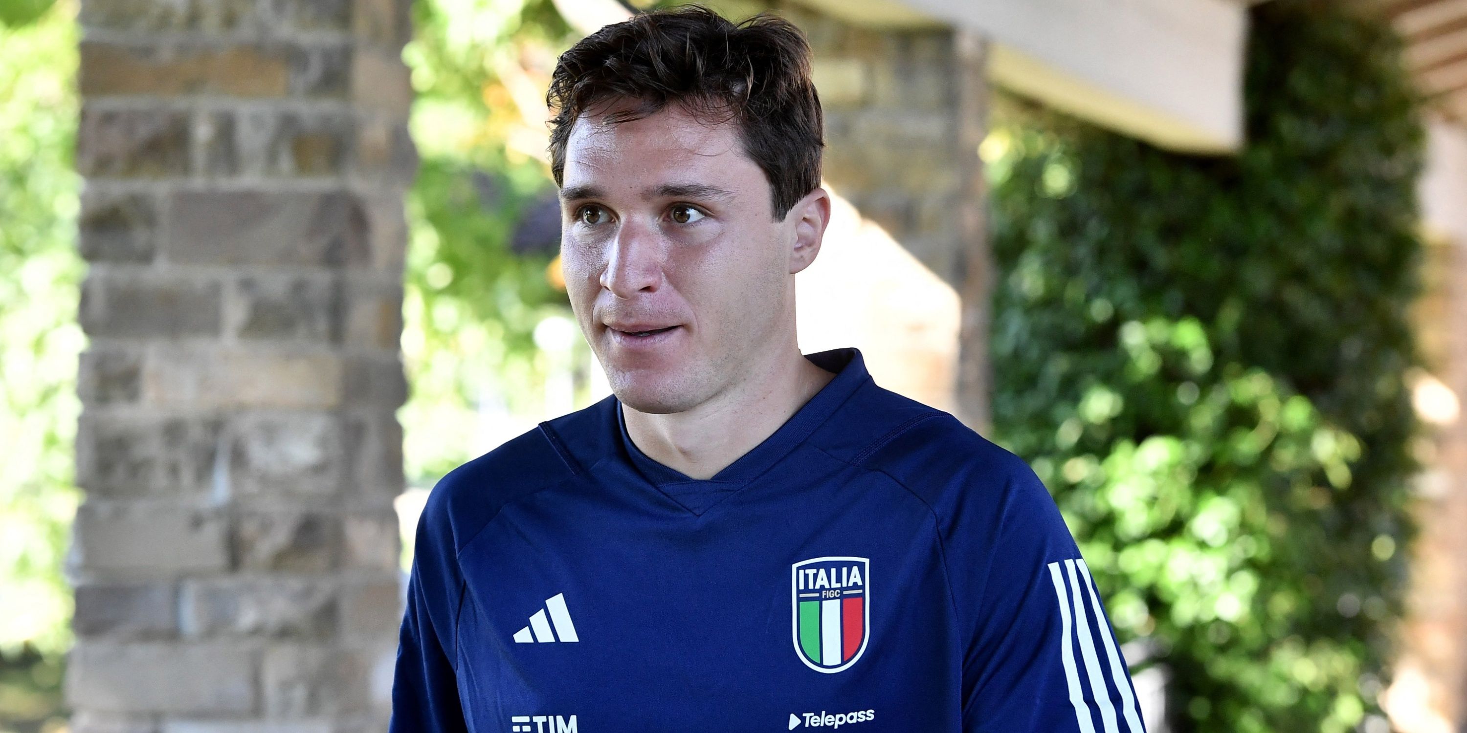 Italy's winger Federico Chiesa in the training complex for the Euro 2024