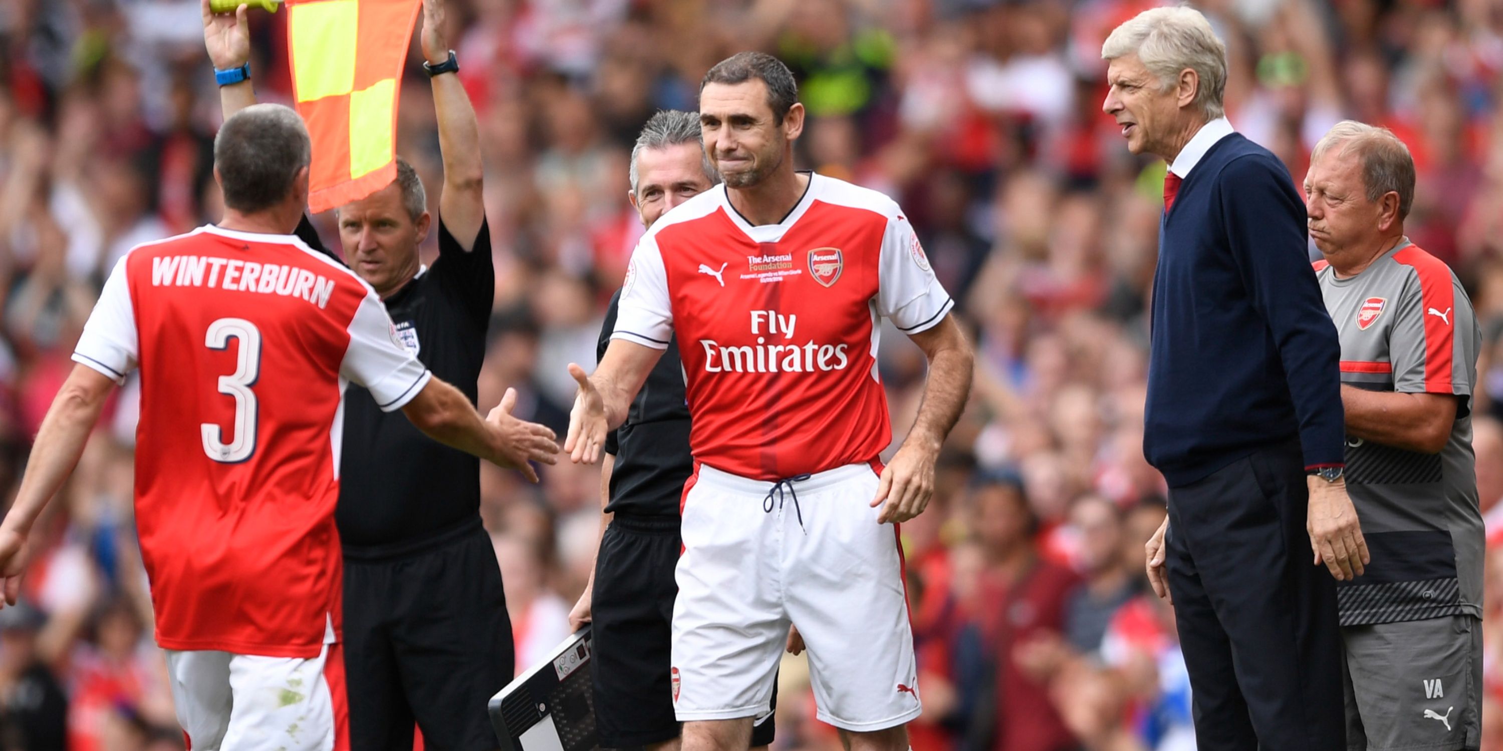 Arsenal's Martin Keown coming on as a substitute