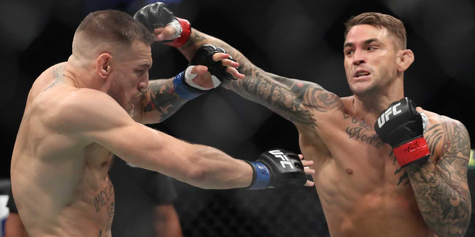 Dustin Poirier lands a jab on Conor McGregor
